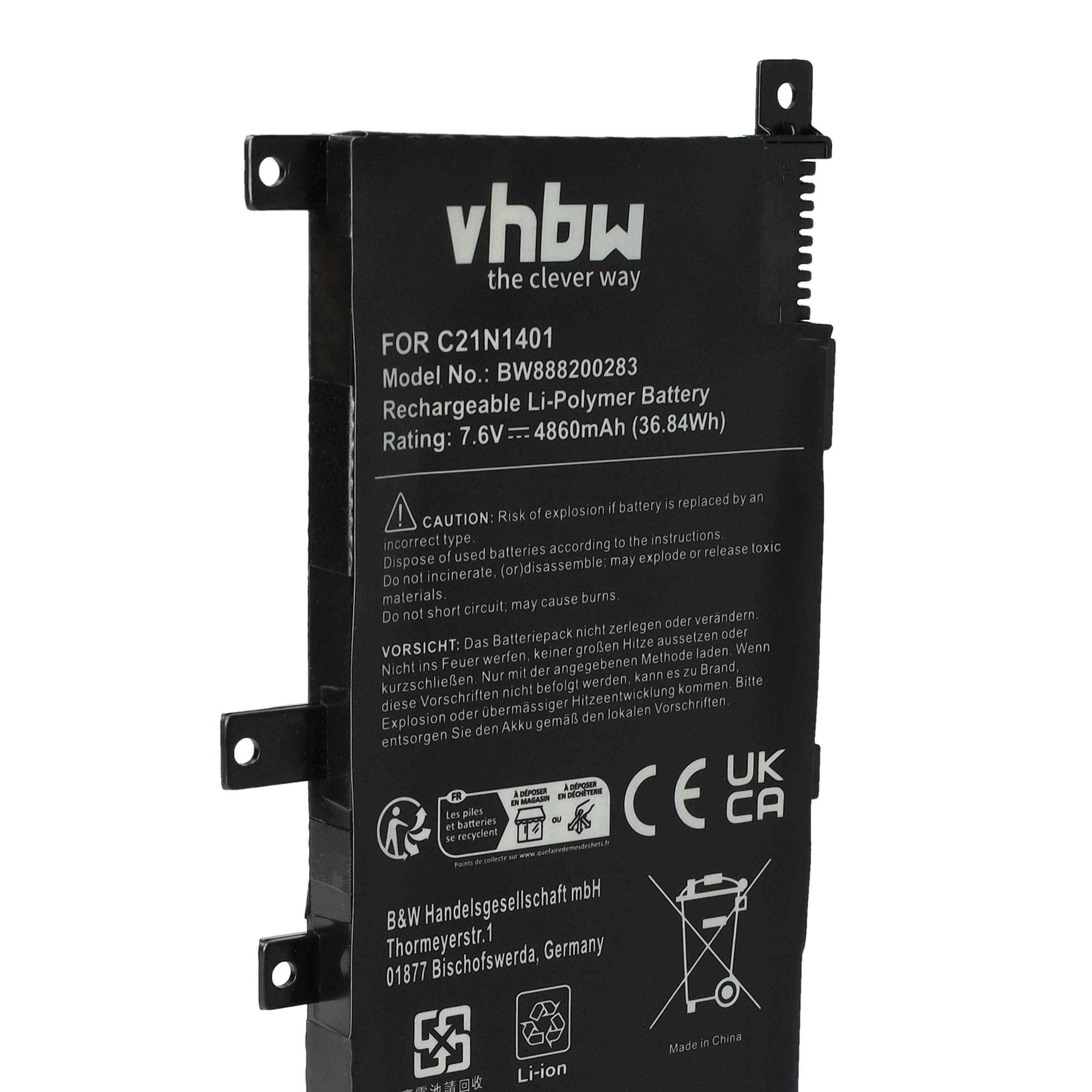 Akumulator do laptopa zamiennik Asus PP21AT149Q-1, C21N1409, C21N1401, 0B200-01130200 - 4860 mAh 7,6 V LiPo