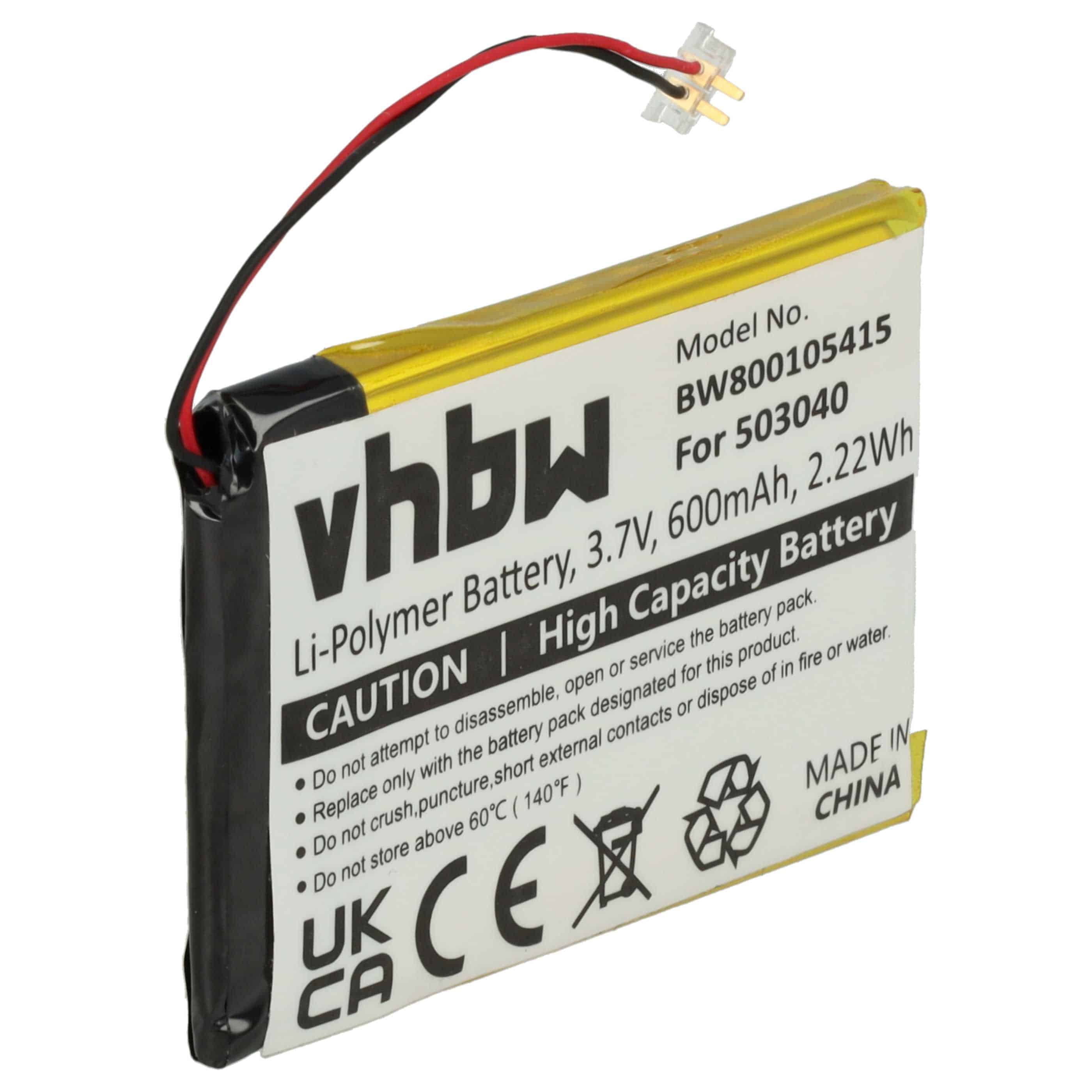 MP3-Player Battery replaces Samsung 503040 - 600 mAh 3.7 V Li-polymer
