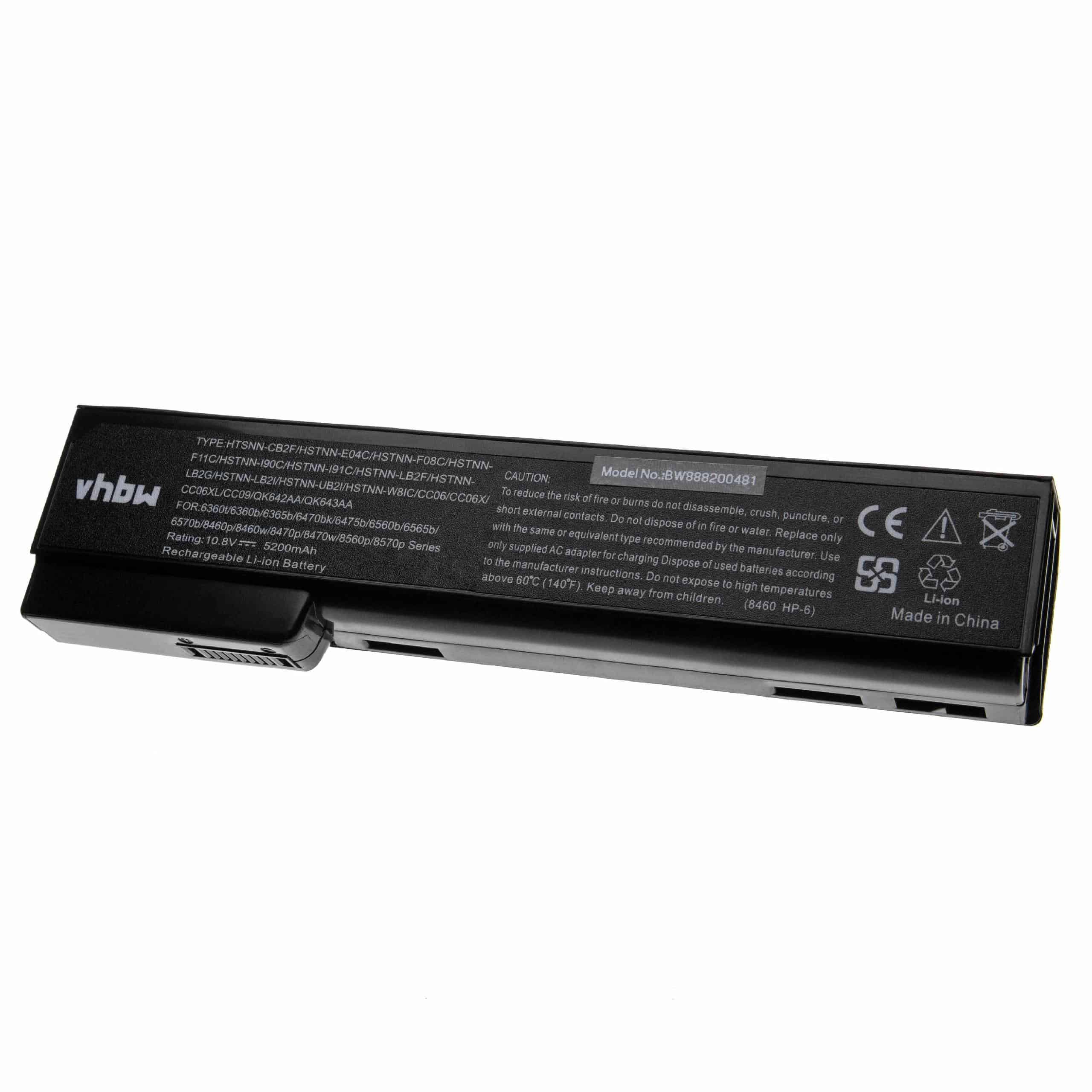 Notebook Battery Replacement for HP 628368-241, 628368-251, 628368-421 - 5200mAh 10.8V Li-Ion, black