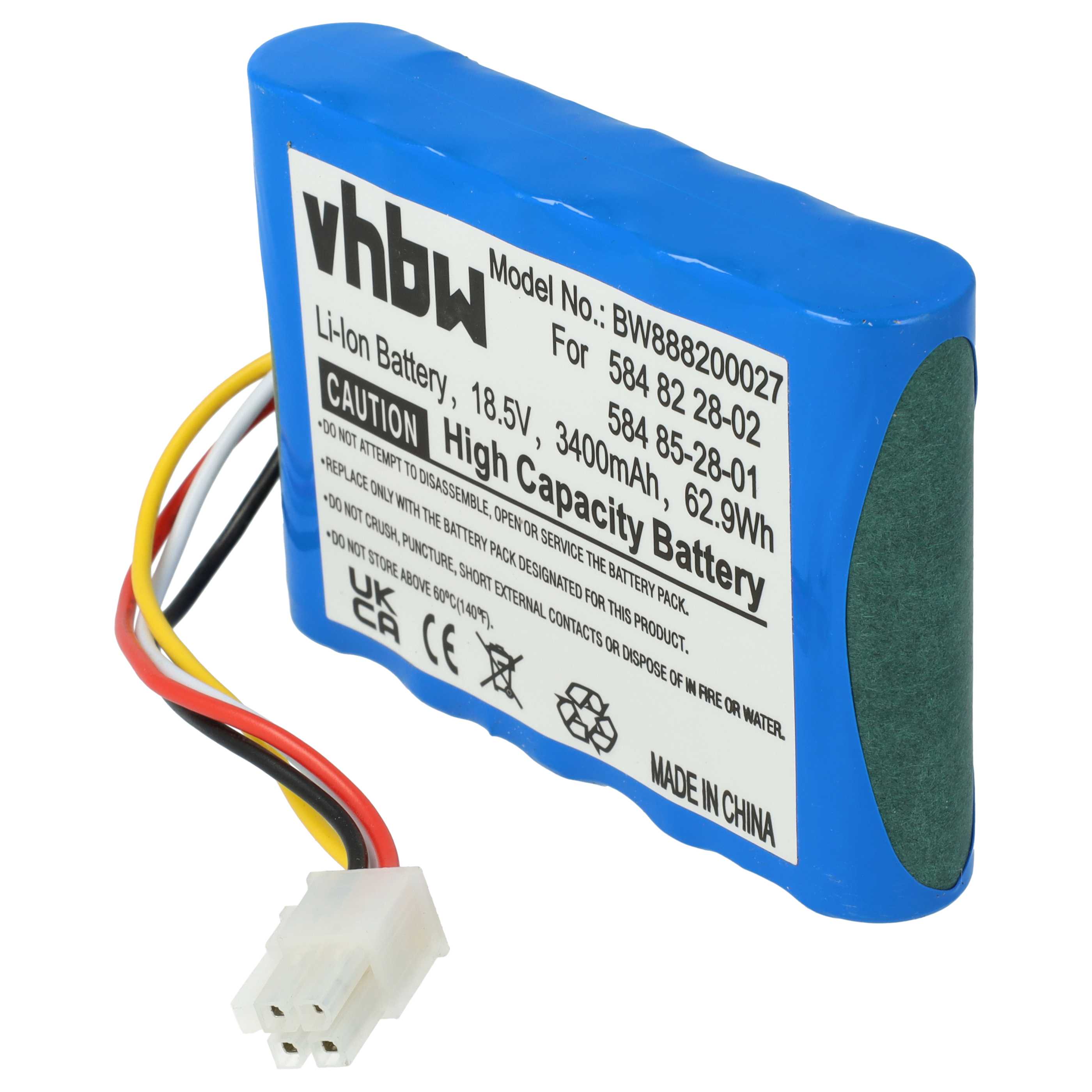 1x alimentatore, 1x batteria 3400 mAh, 1x cavo da per tosaerba 