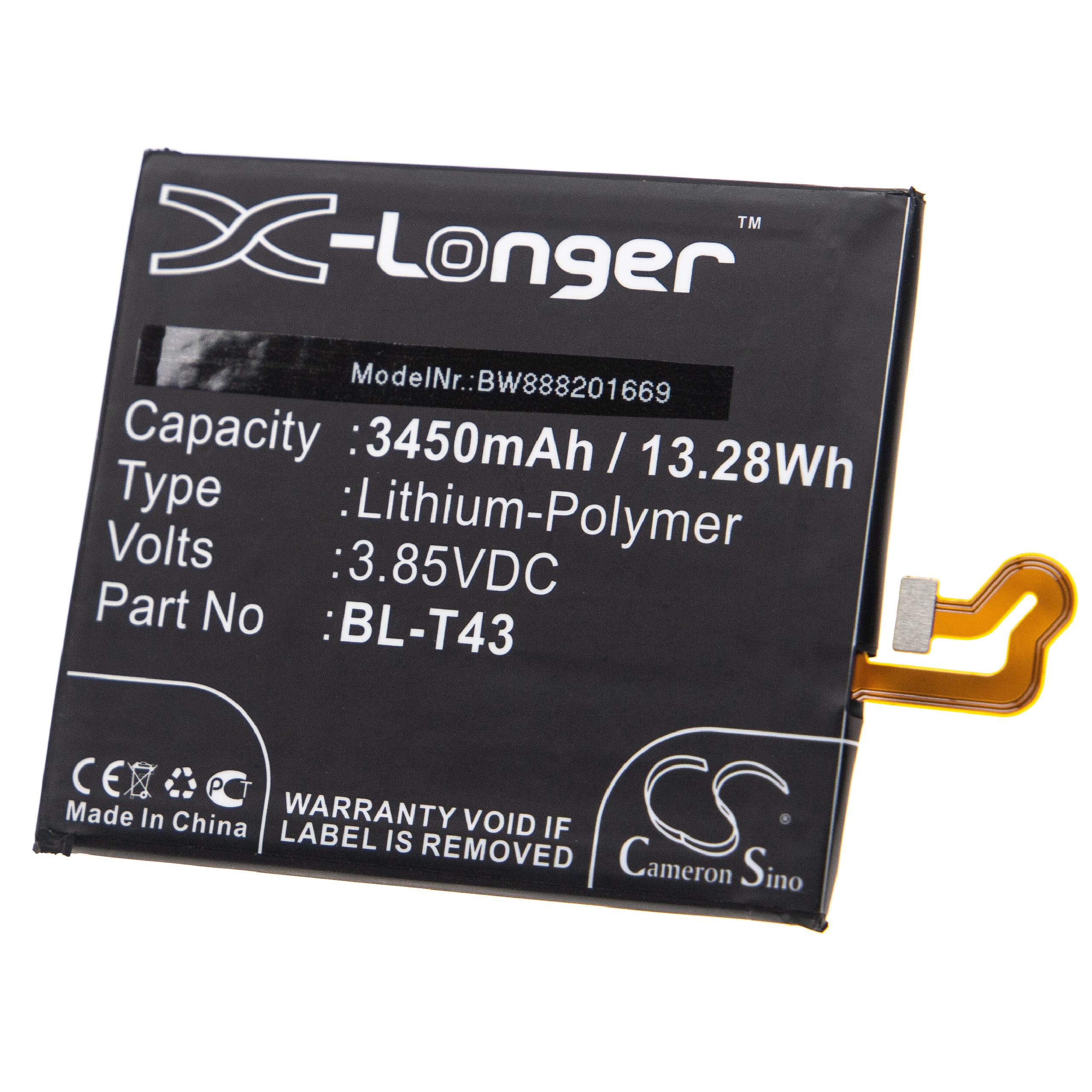 Batterie remplace LG EAC64518901, BL-T43 pour téléphone portable - 3450mAh, 3,85V, Li-polymère