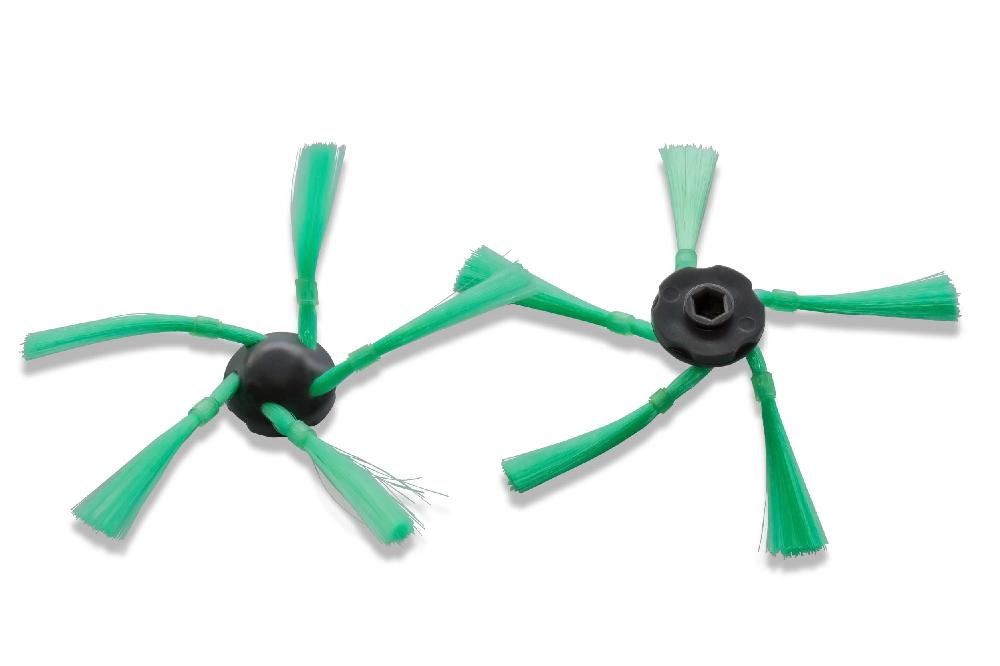 2x Side Brush suitable for Vorwerk - Cleaning Brushes Set, 5-armed, black / green