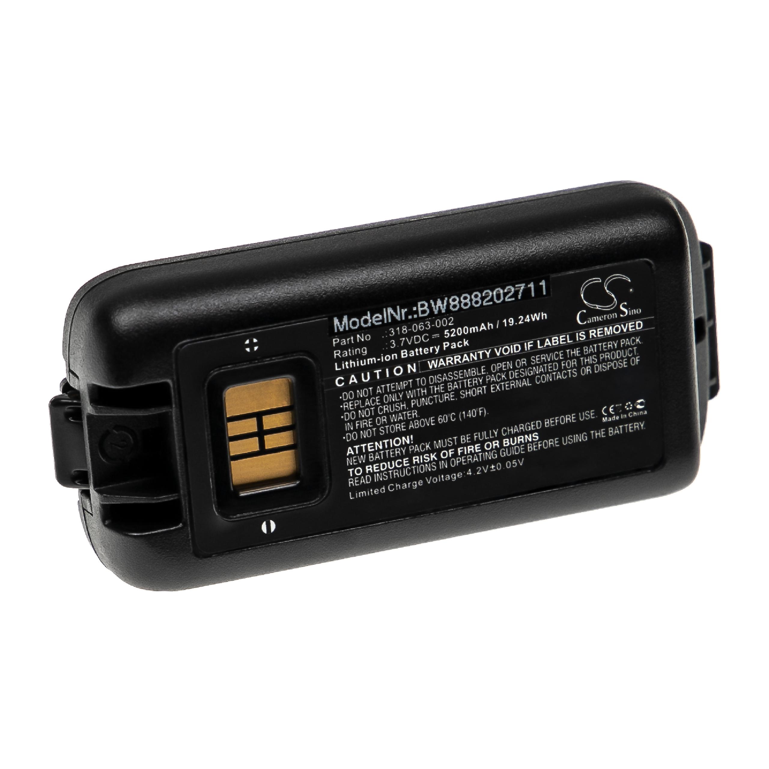 Batería reemplaza Honeywell 318-034-001, 318-034-003 para PC de mano, handheld Dolphin - 5200 mAh 3,7 V Li-Ion