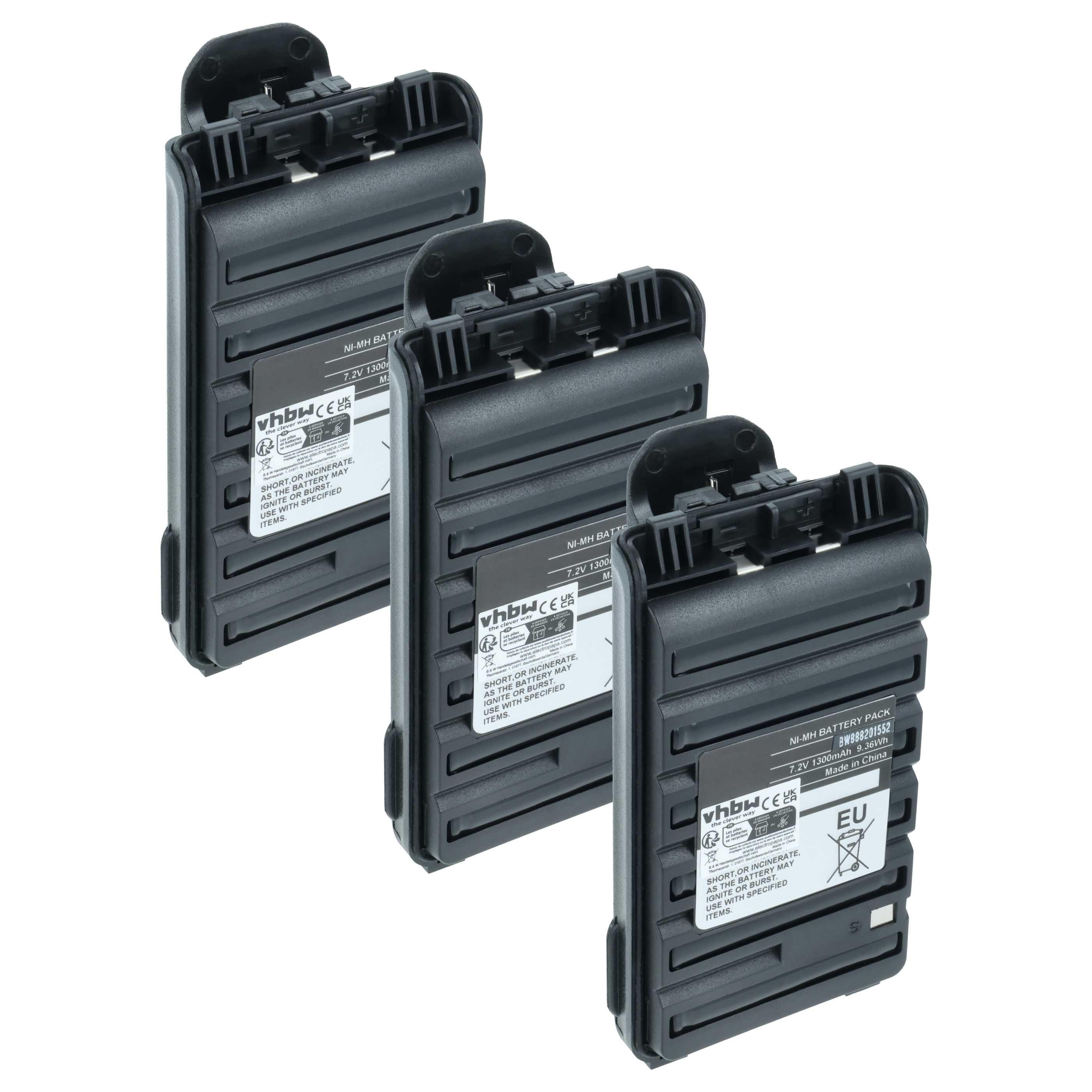 Radio 3x Battery replaces Icom BP264, BP-264 - 1300 mAh 7.2 V NiMH