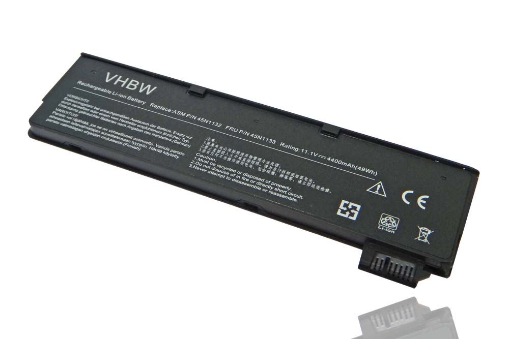 Batterie remplace Lenovo 00HW034, 00HW033, 0C52861 pour ordinateur portable - 4400mAh 11,1V Li-ion, noir