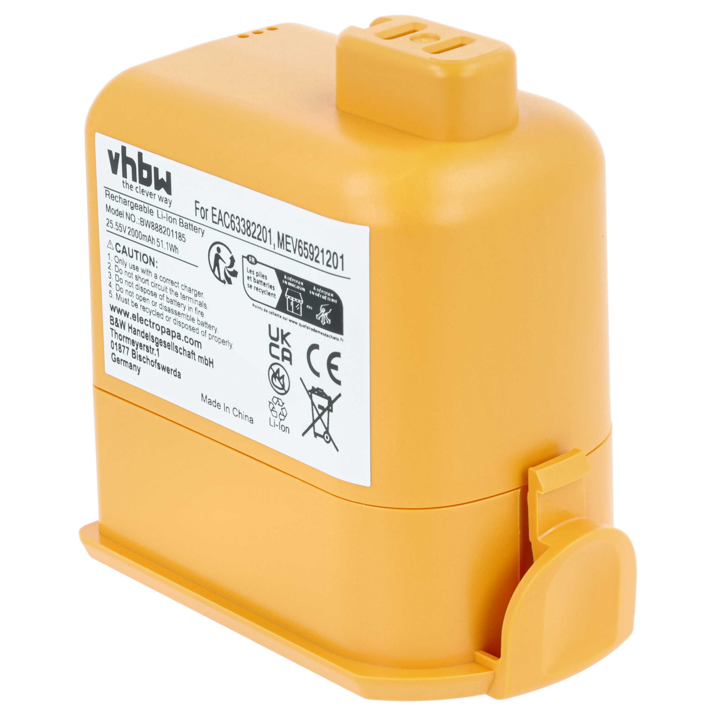 Battery replaces LG EAC63382202, EAC63382211, EAC63382204, EAC63382201, EAC63382208 for LG 2000mAh, 25.55V, Li-Ion