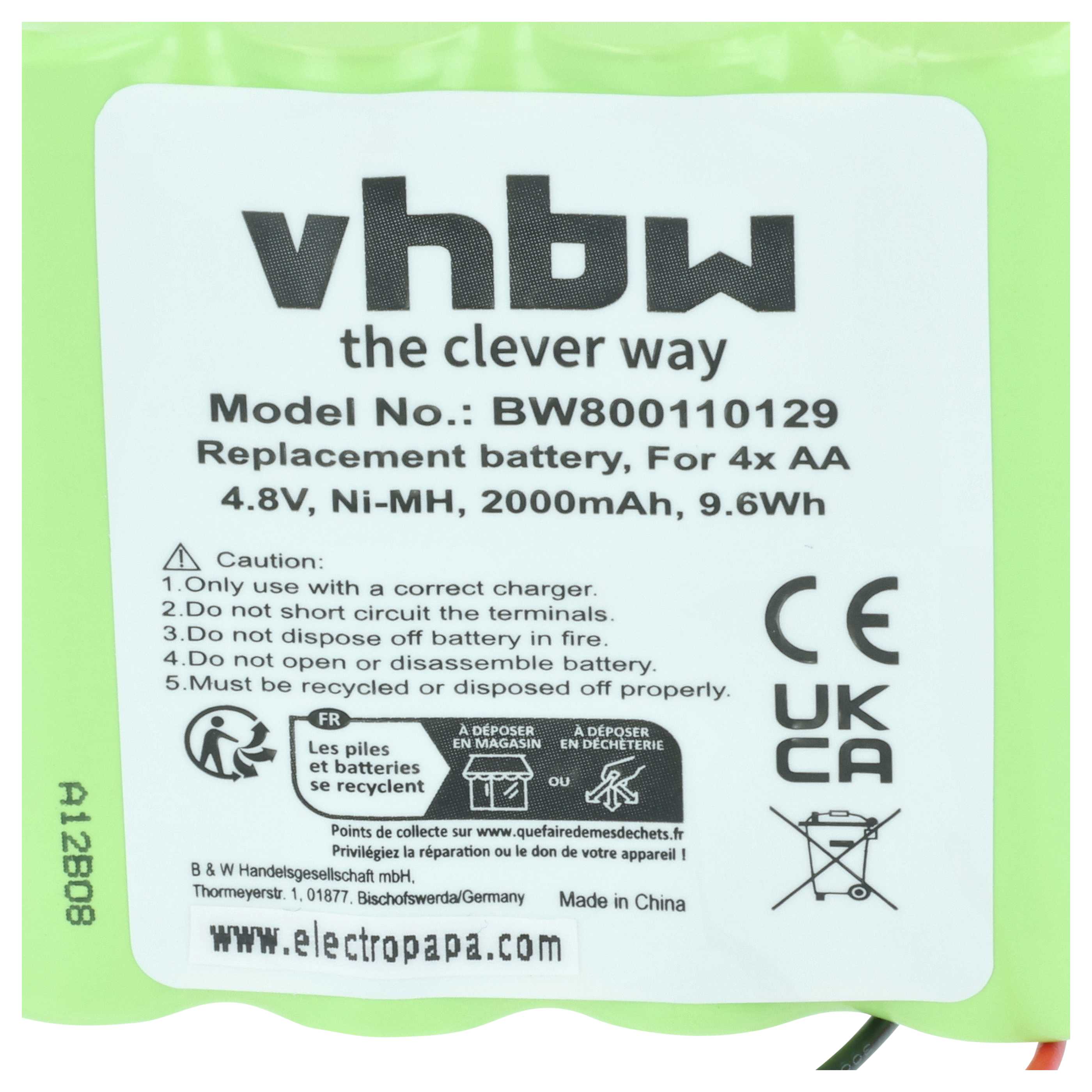 Universal Battery for various Devices - 2000 mAh 4.8 V NiMH Replaces 4x AA Mignon