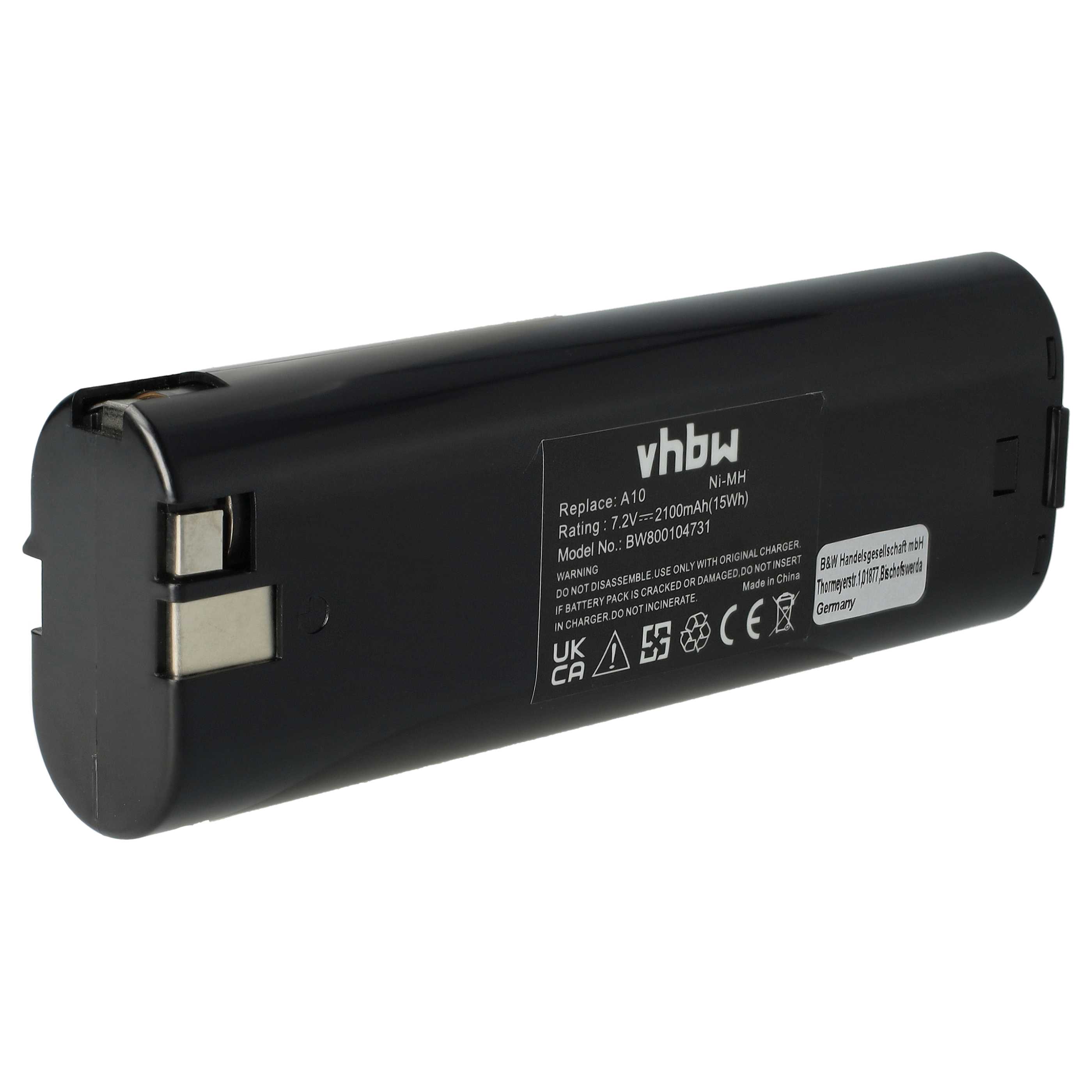 Electric Power Tool Battery Replaces AEG AG-724CN, A10, P7.2 - 2100 mAh, 7.2 V, NiMH