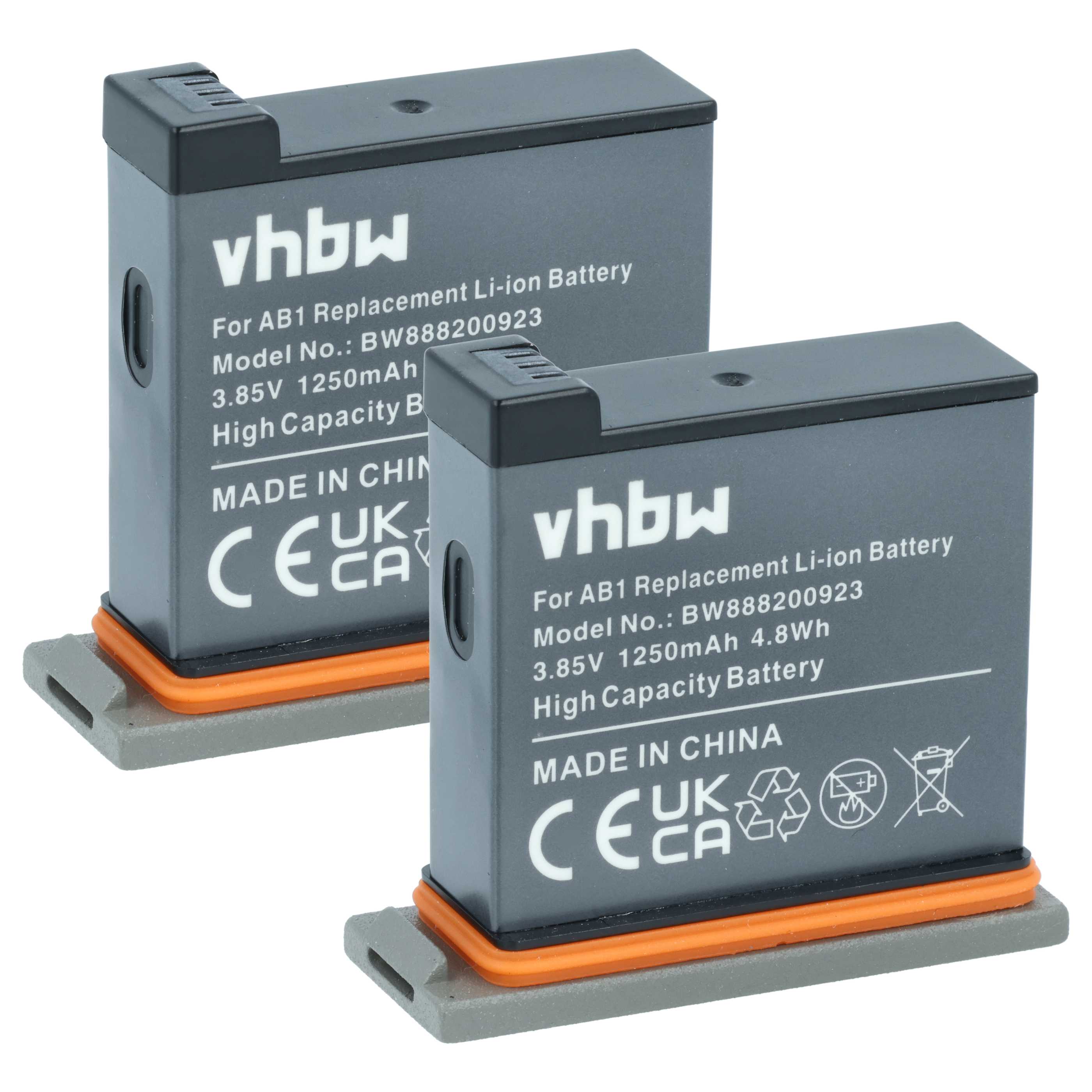 2x Battery replaces DJI AB1 - 1250mAh, 3.85V, Li-Ion