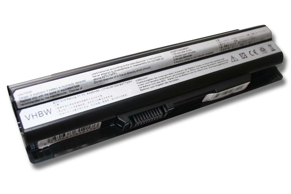Batterie remplace Medion BTY-S14, BTY-S15 pour ordinateur portable - 4400mAh 11,1V Li-ion, noir