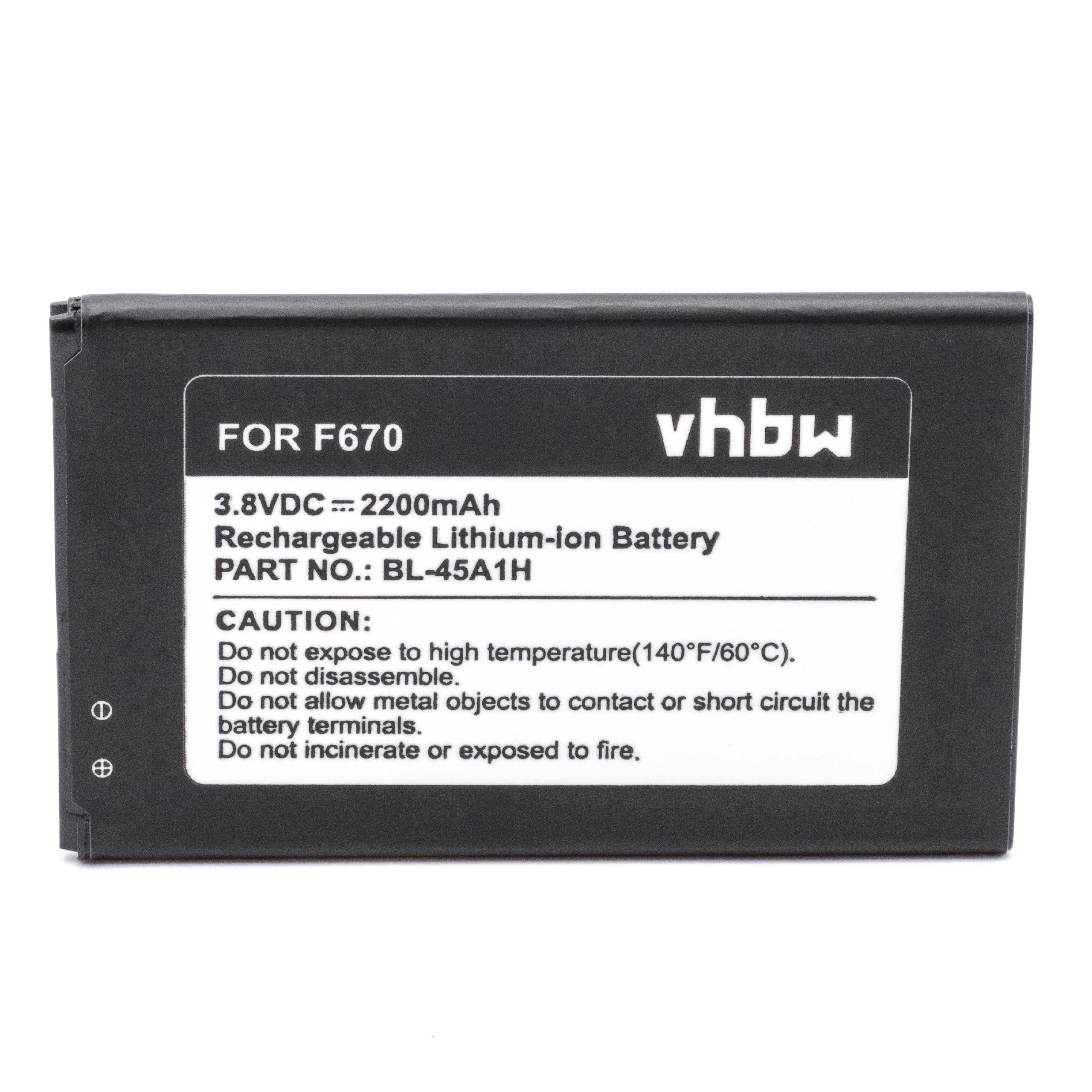 Batteria sostituisce LG BL-45A1H, EAC63158301 per cellulare - 2200mAh 3,8V Li-Ion 