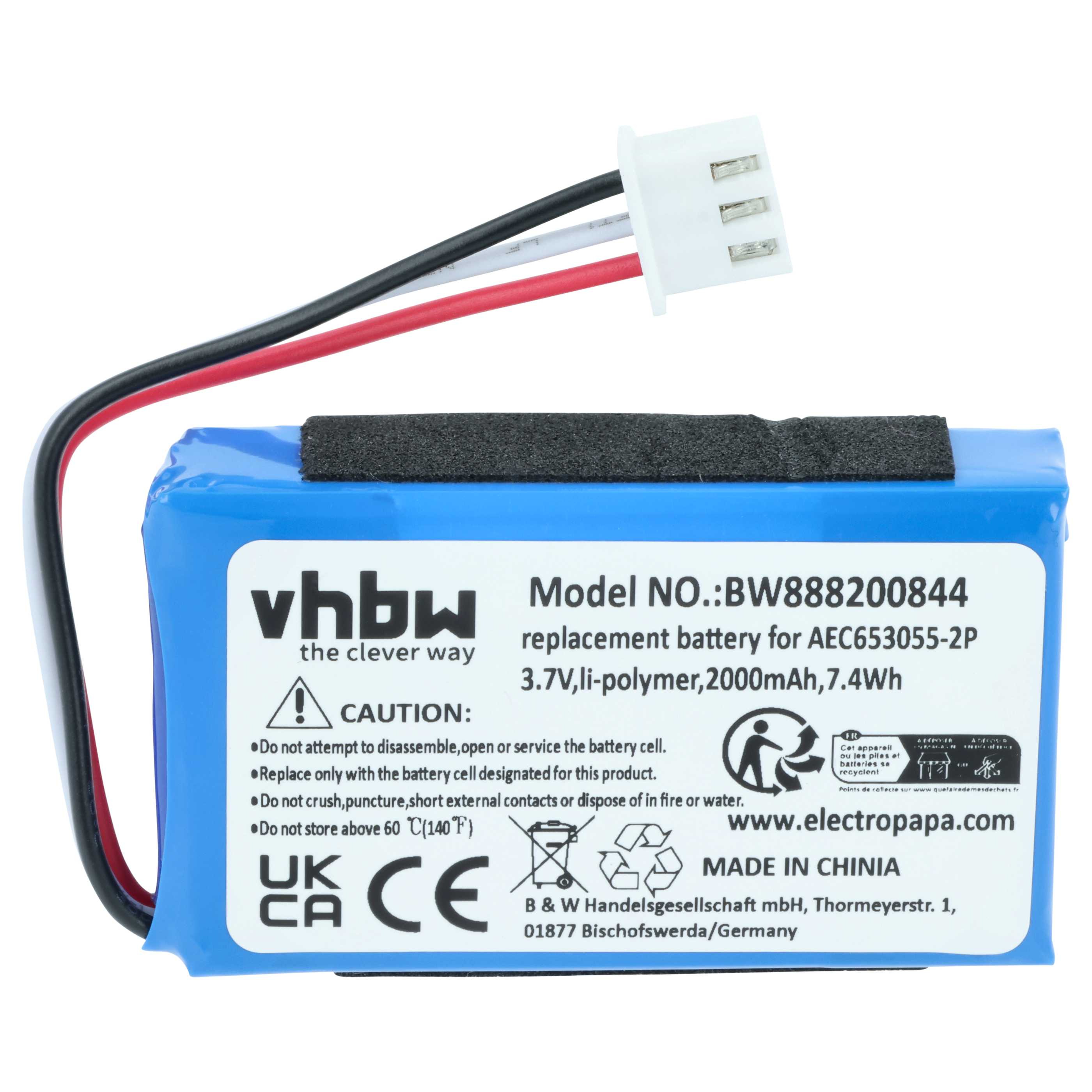 Akumulator do głośnika zamiennik JBL AEC653055-2P - LiPo 2000mAh
