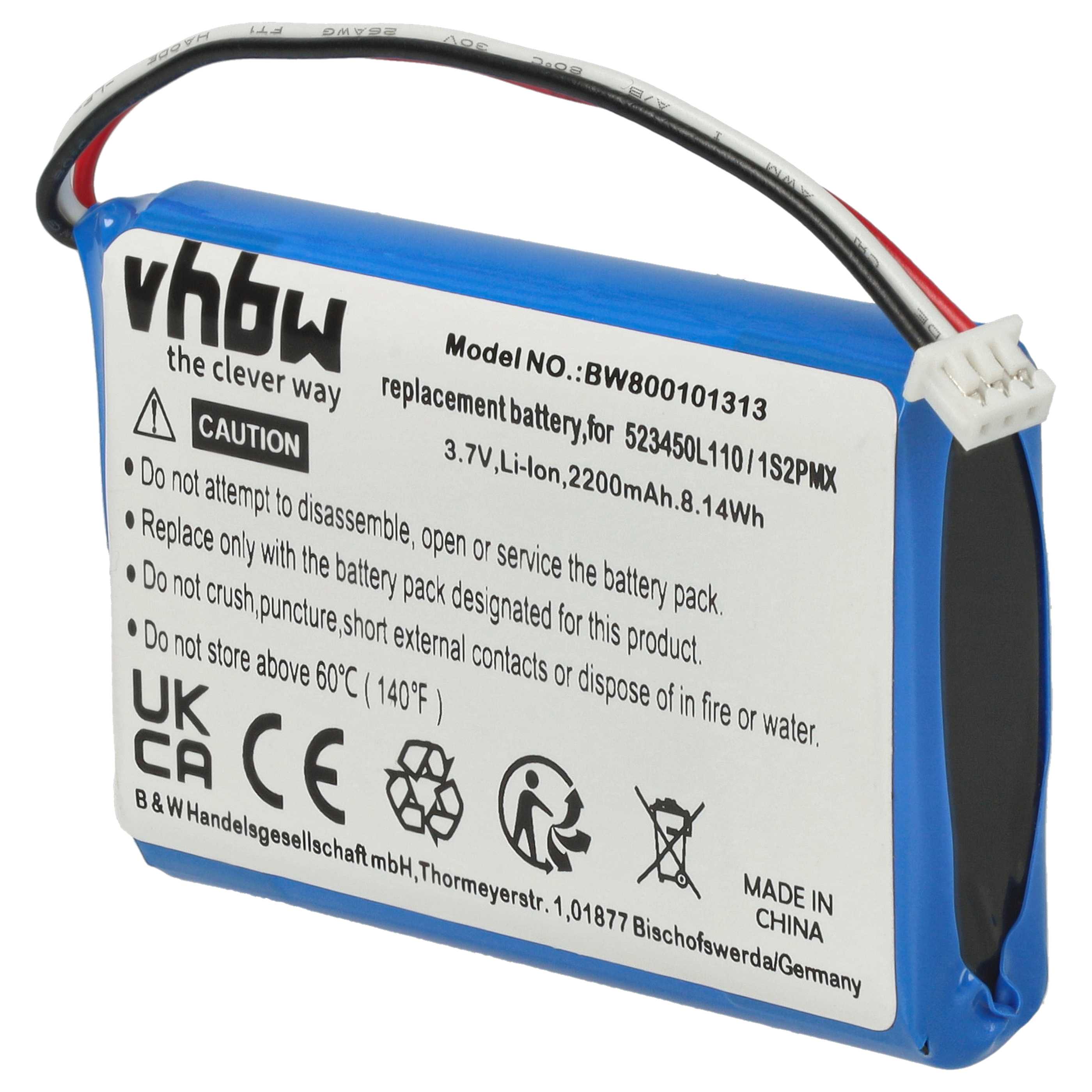 Akumulator do nawigacji GPS zamiennik BLAUPUNKT 1S2PMX, 523450L110 - 2200 mAh 3,7 V Li-Ion