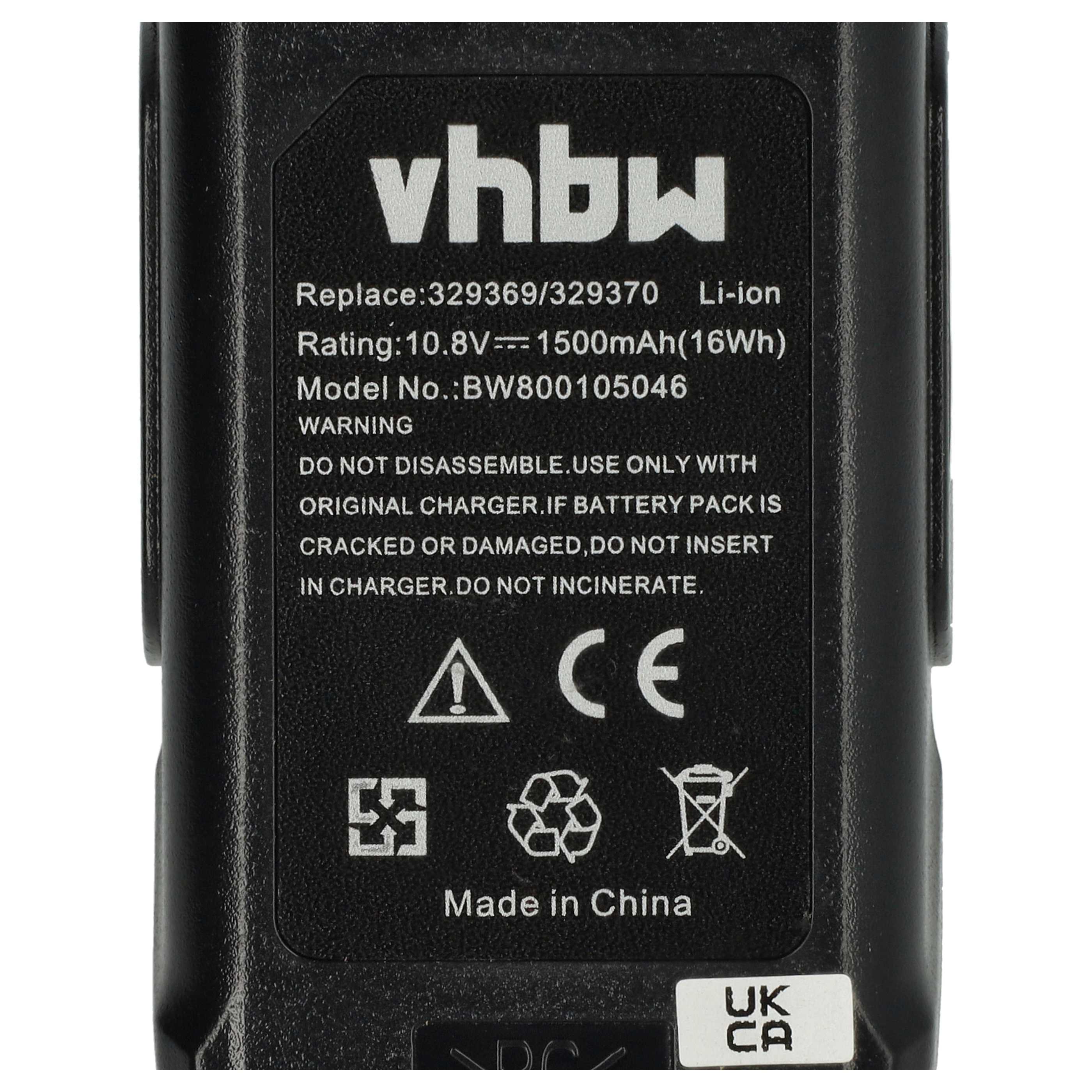 Battery replaces Hitachi Hikoki 329370, 329371, 329389, 329369 Electric Power Tool - 1500 mAh, 10.8 V, Li-Ion