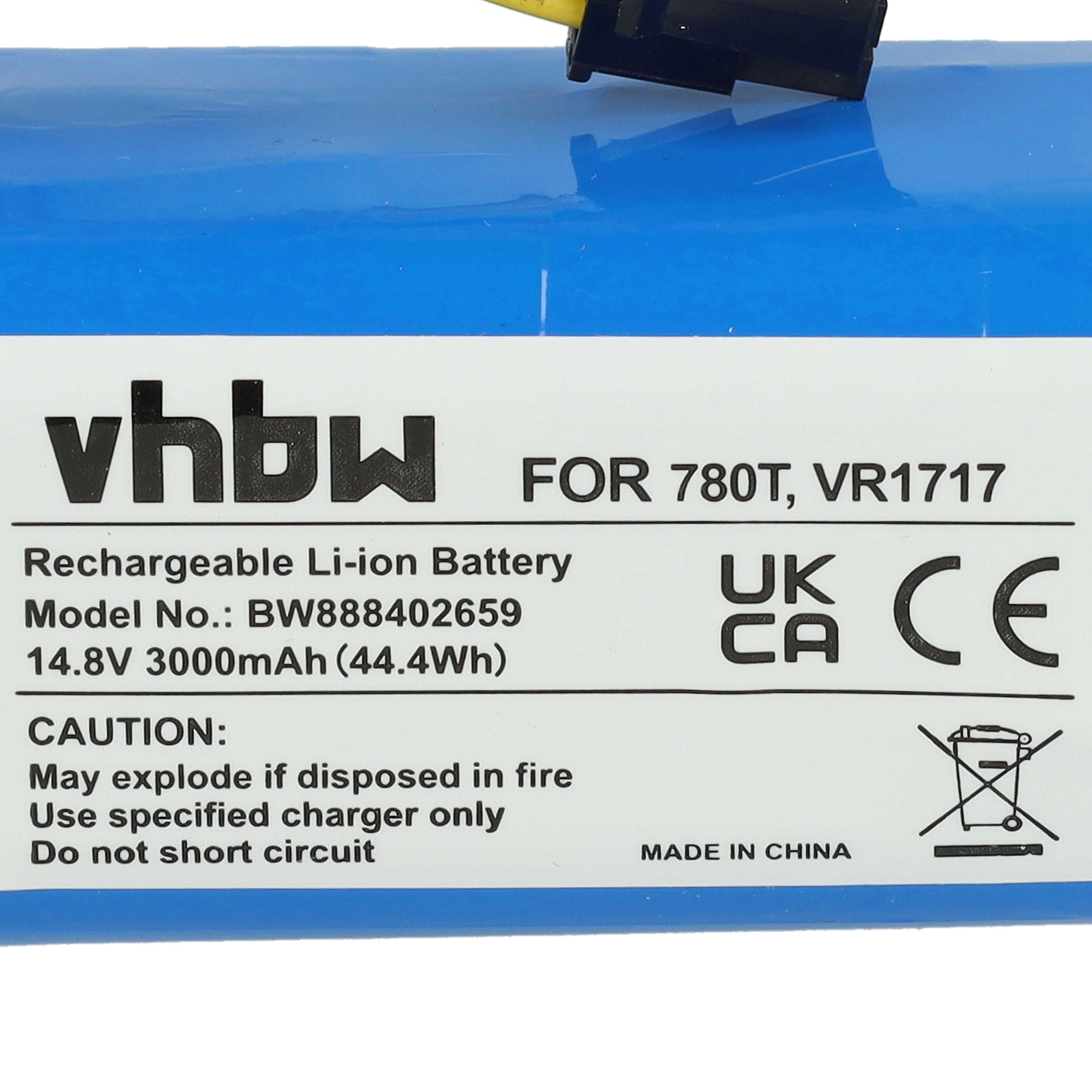 Batterie remplace Bagotte BONA18650-MF1 pour robot aspirateur - 3000mAh 14,8V Li-ion