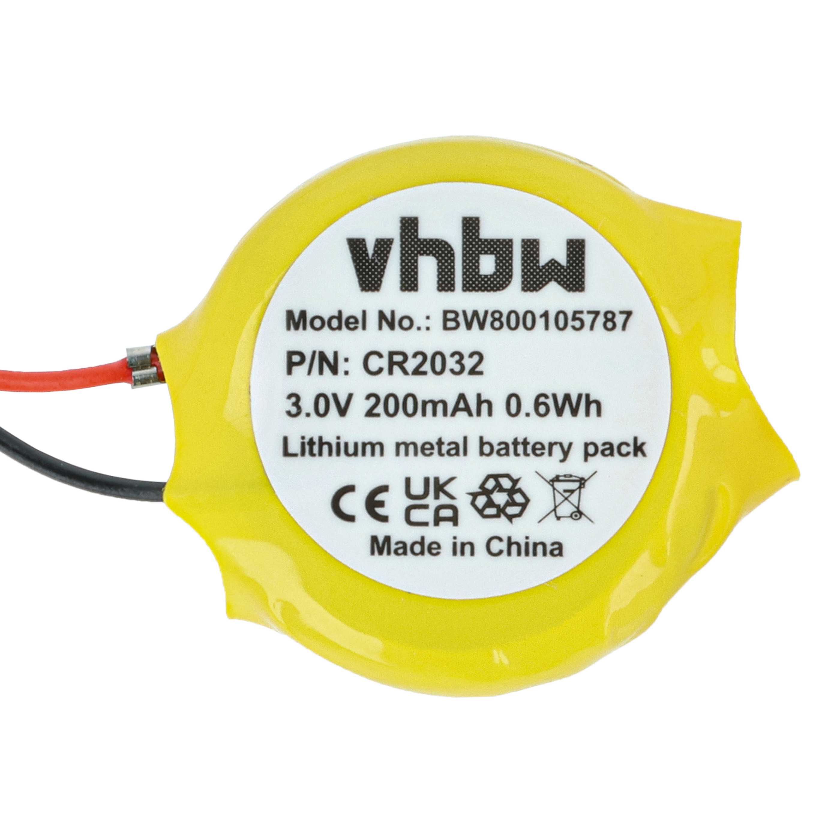 Batería reemplaza 02K6486, 02K6502, 152605-003, CR2032 para ordenador portátil - 200 mAh 3 V Li-Ion