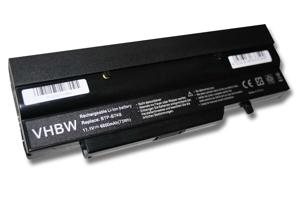 Notebook Battery replaces Fujitsu 3UR18650-2-T0169, 0.4U50T.011 - 6600 mAh 11.1 V Li-Ion, black