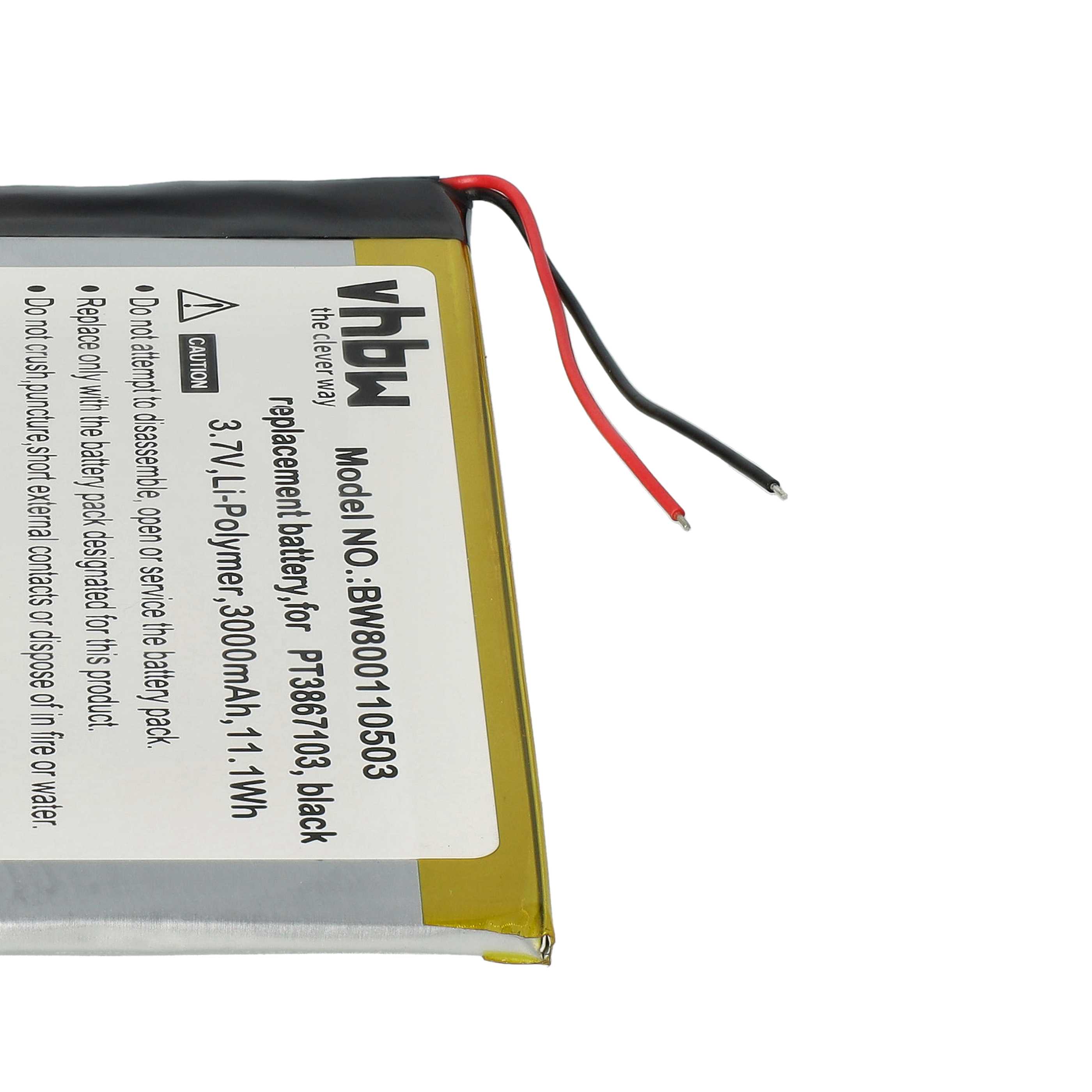Batería reemplaza PT3867103 para tablet, Pad RCA - 3000 mAh 3,7 V Li-poli