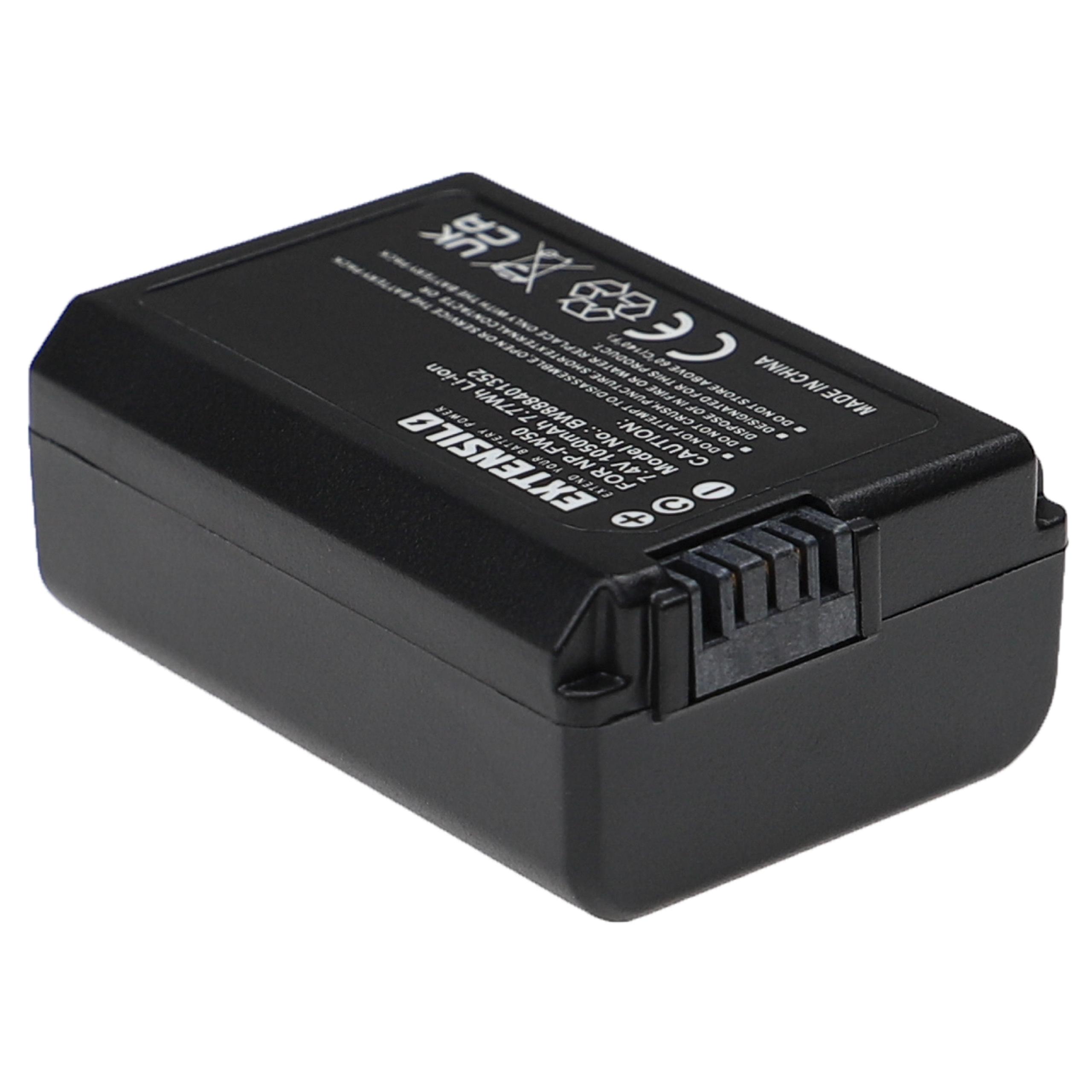 Batteries (2x pièces) remplace Sony NP-FW50 pour appareil photo - 1050mAh 7,4V Li-ion