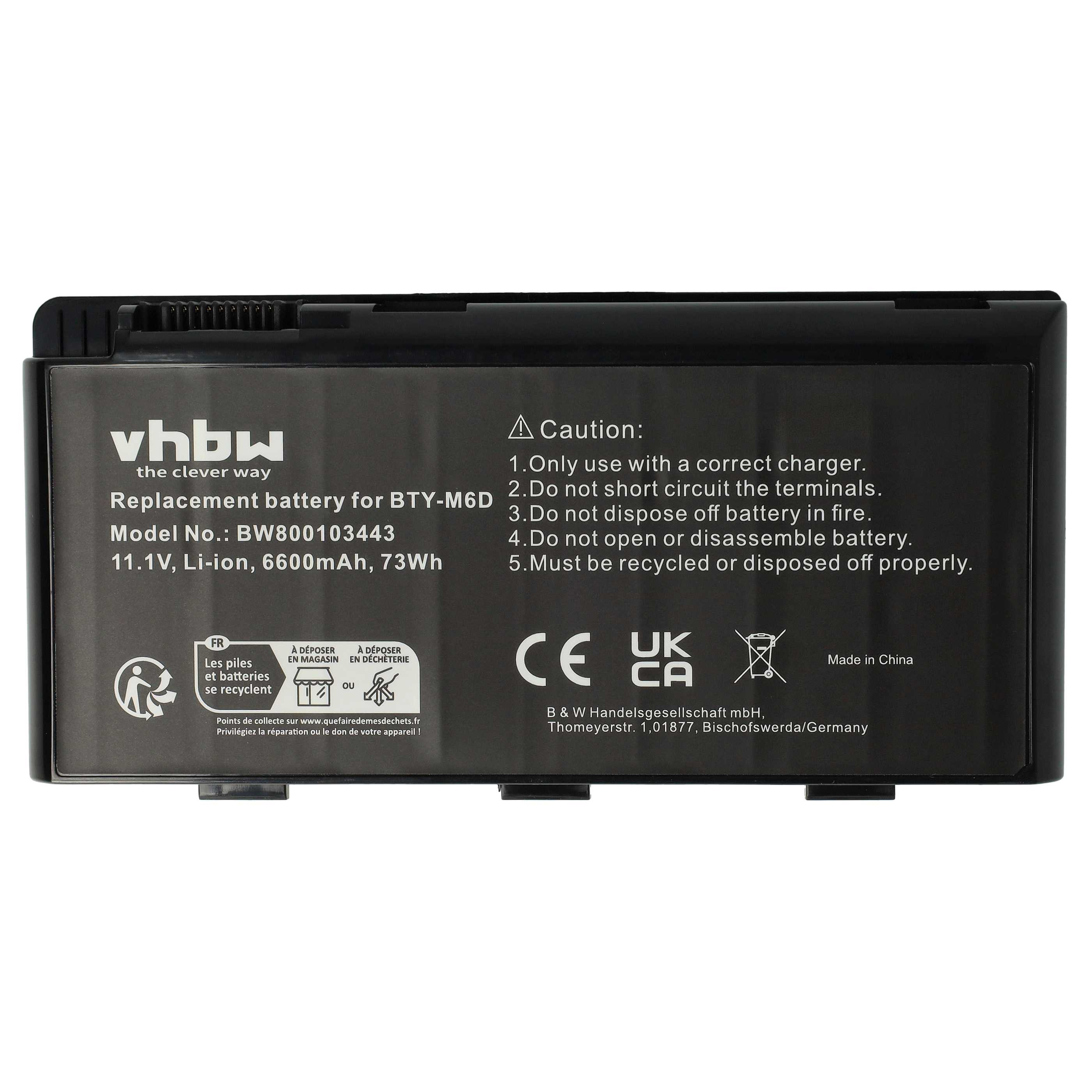 Akumulator do laptopa zamiennik Medion BTY-M6D - 6600 mAh 11,1 V Li-Ion, czarny