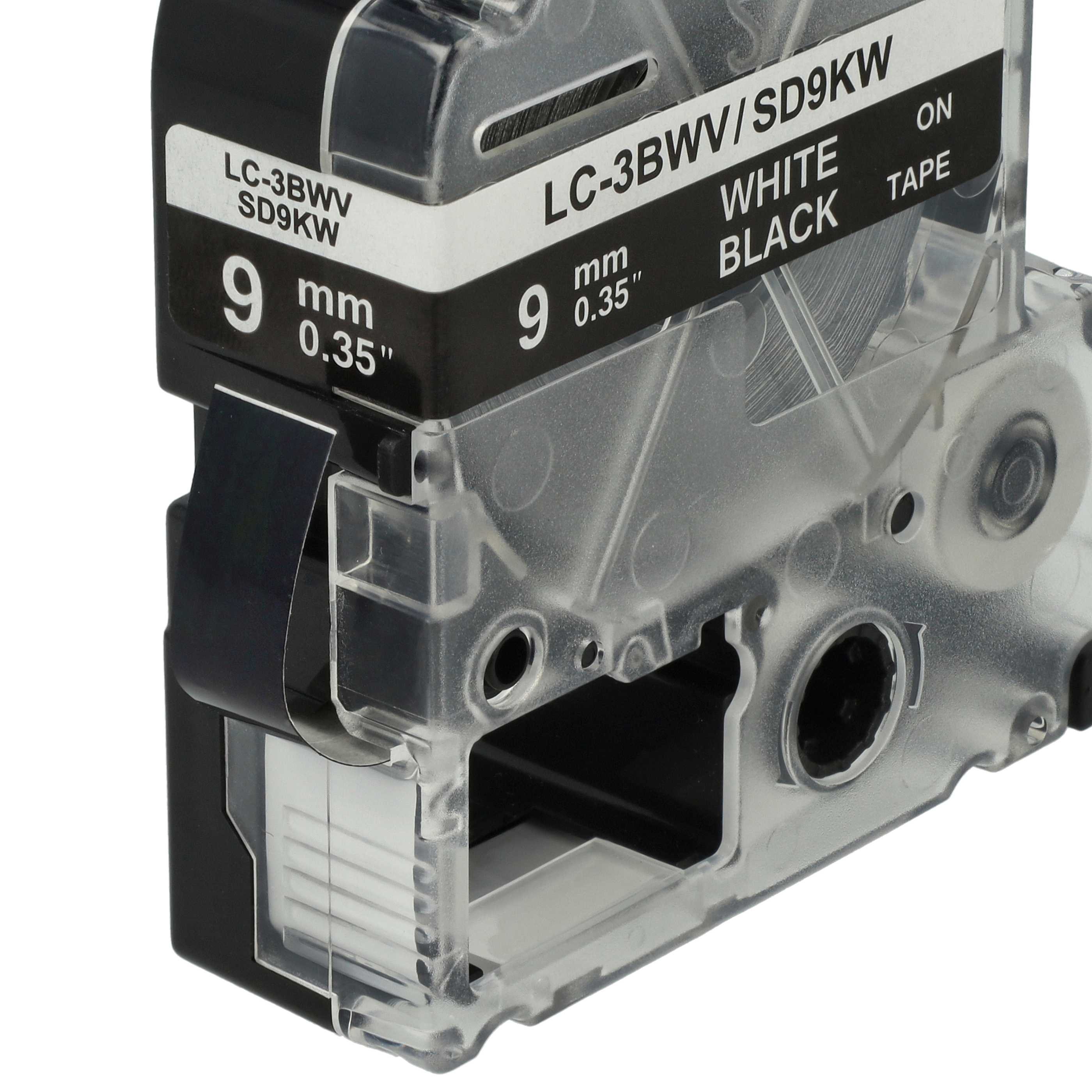 Label Tape replaces Epson LC-3BWV - 9 mm White to Black