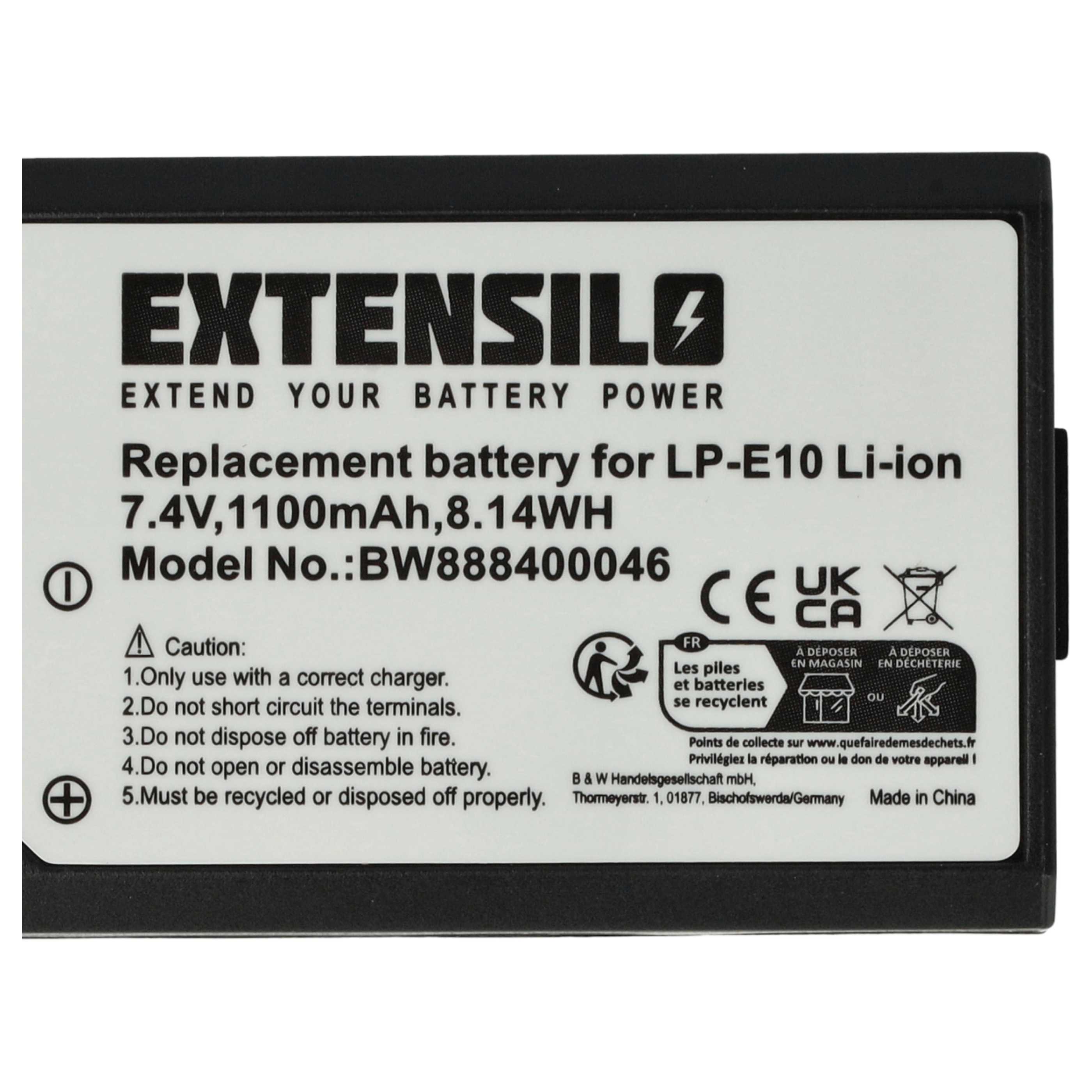 3x Battery replaces Canon LP-E10 - 1100mAh, 7.4V, Li-Ion