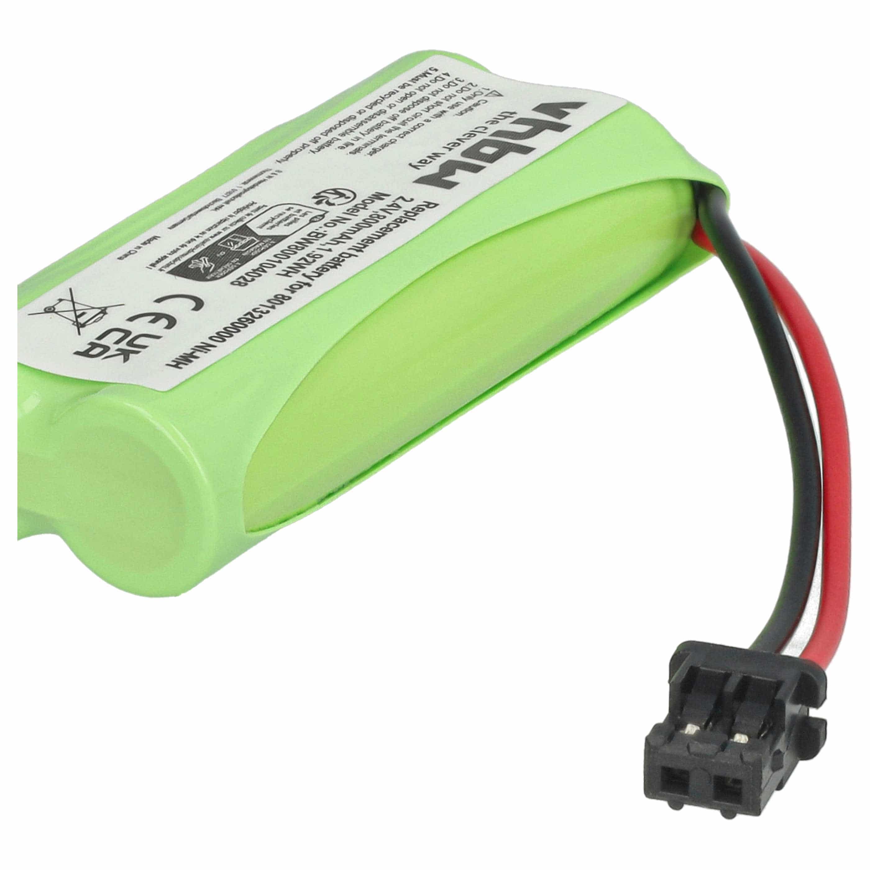 2x Batteries remplace 2SNAAA55HSJ1, 2SNAAA60HSJ1, 2SN-AAA55H-S-J1 pour téléphone Philips - 800mAh 2,4V NiMH
