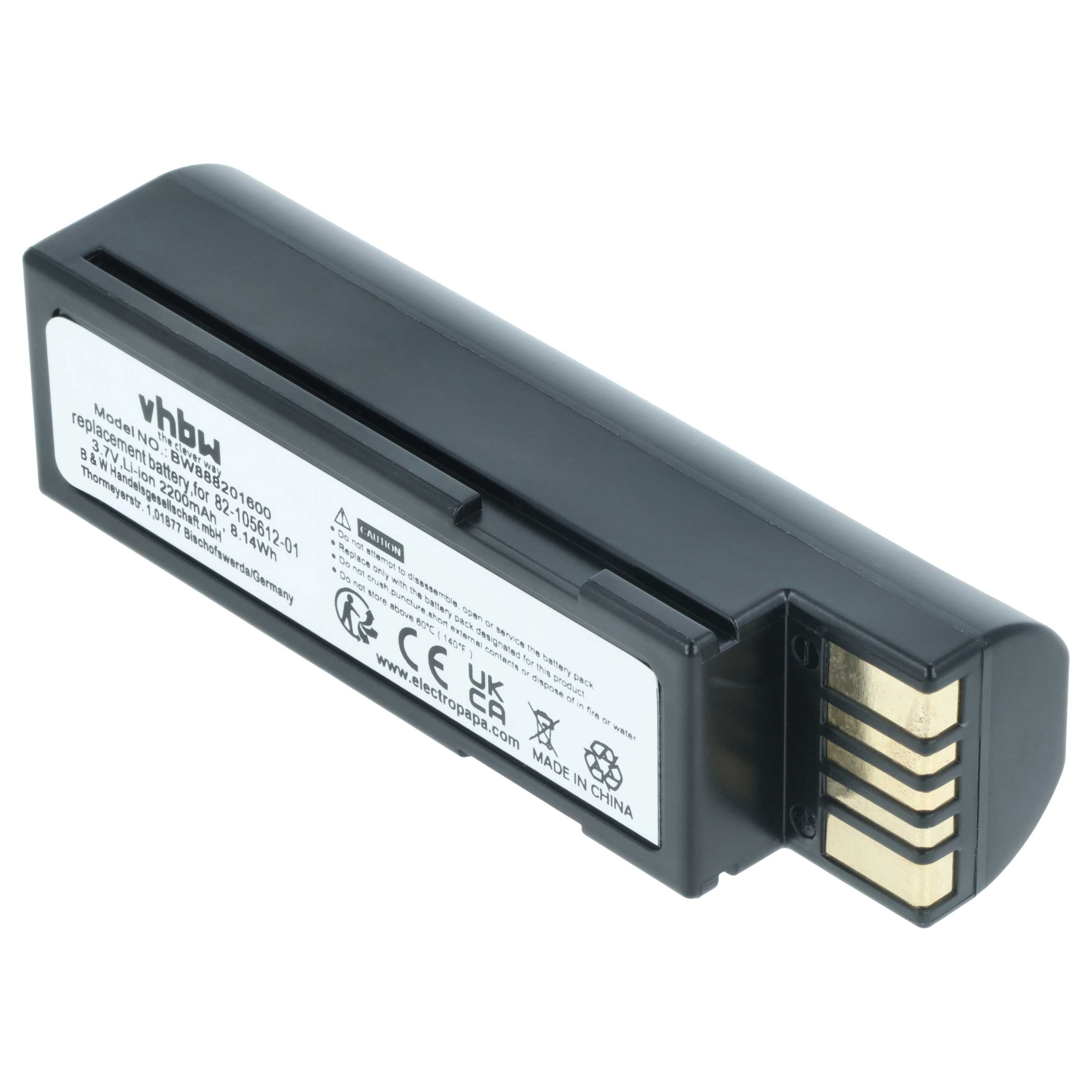 Akku als Ersatz für Zebra BTRY-36IAB0E-00, 82-166537-01 für Zebra Barcodescanner - 2200mAh 3,7V Li-Ion