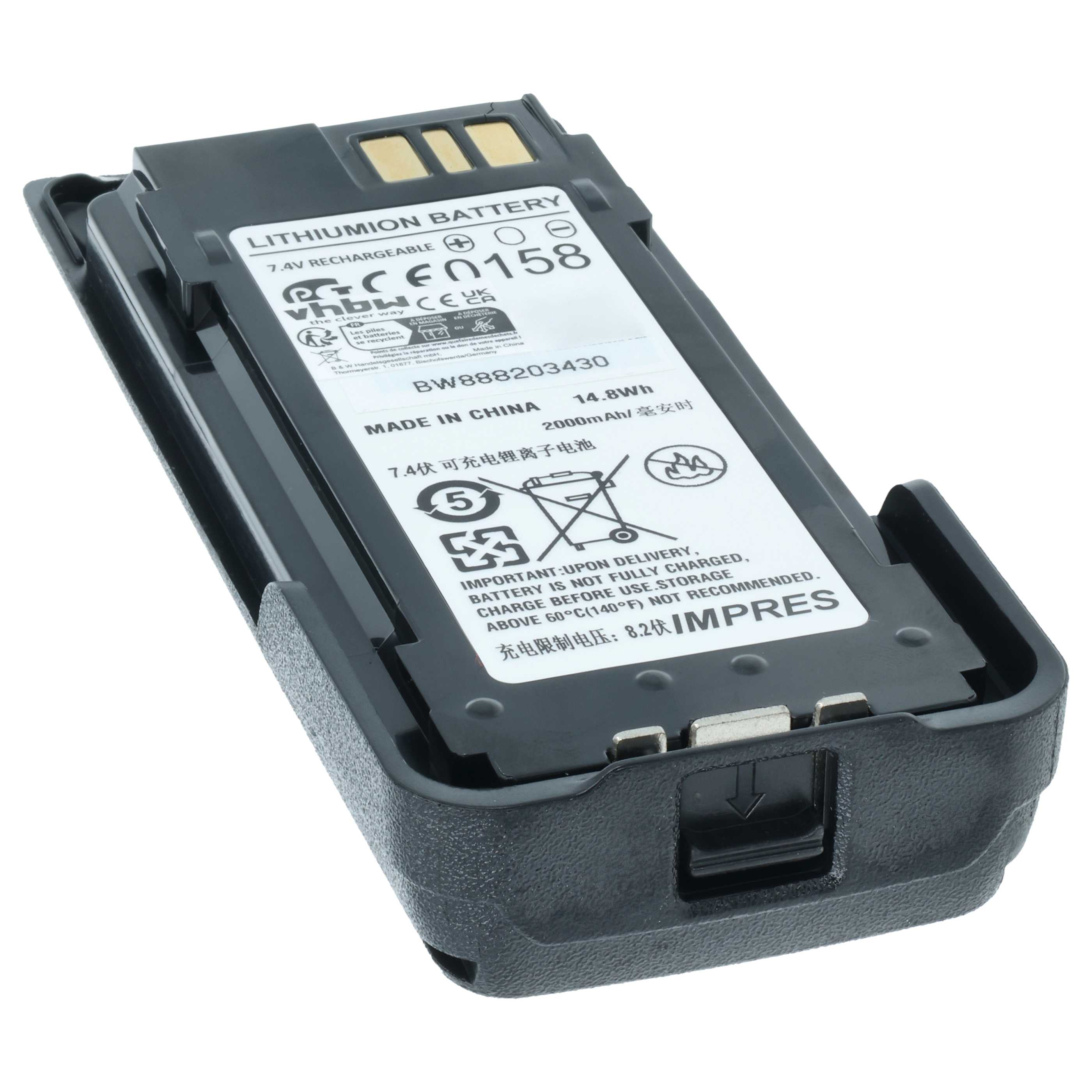Radio 2x Battery replaces Motorola NNTN8359A, NNTN8359, NNTN8359C - 2000 mAh 7.4 V Li-Ion + Belt Clip