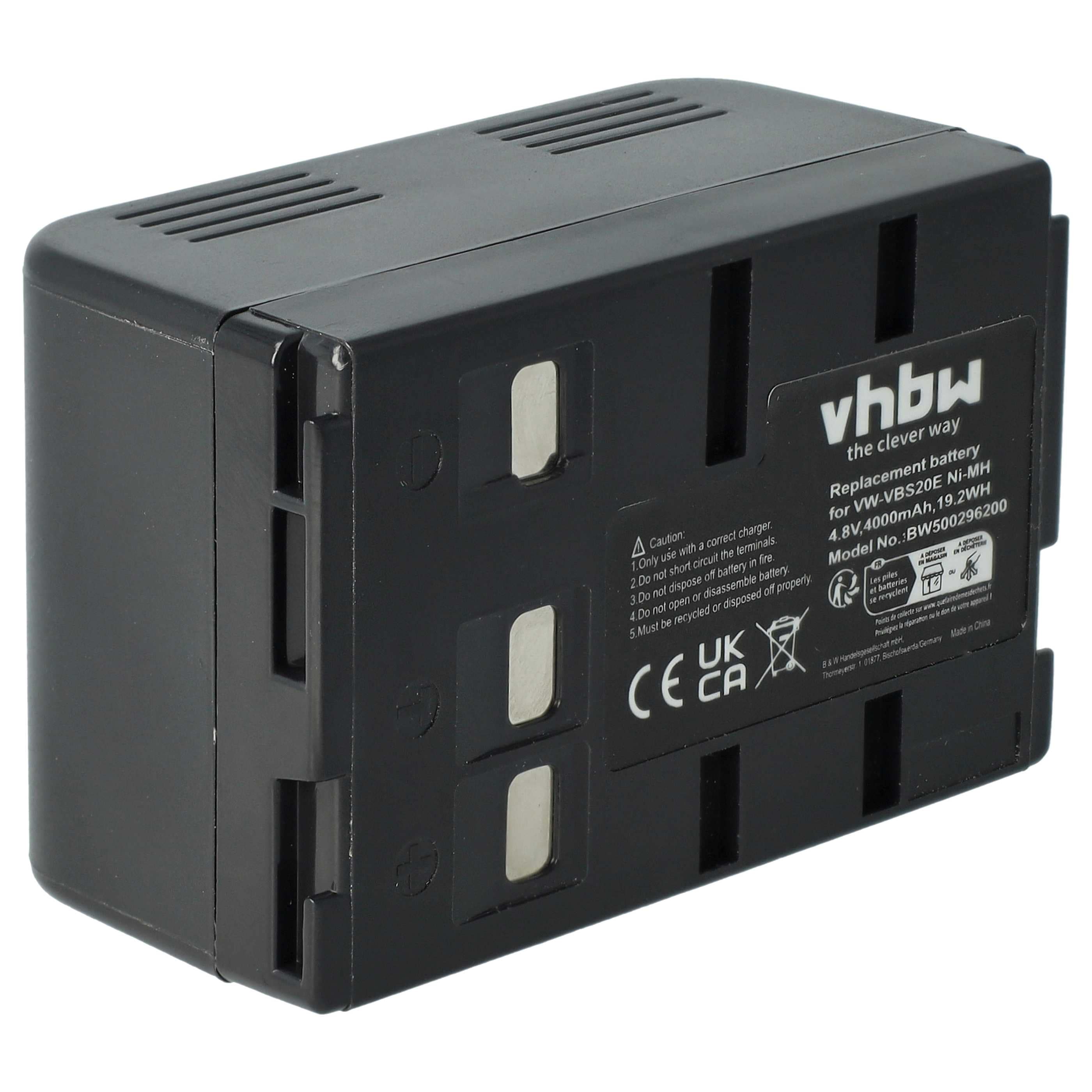 Videocamera Battery replaces Panasonic HHR-V211, VW-VBH10E, HHR-V212, P-V212, PV211 - 4000 mAh 4.8 V NiMH