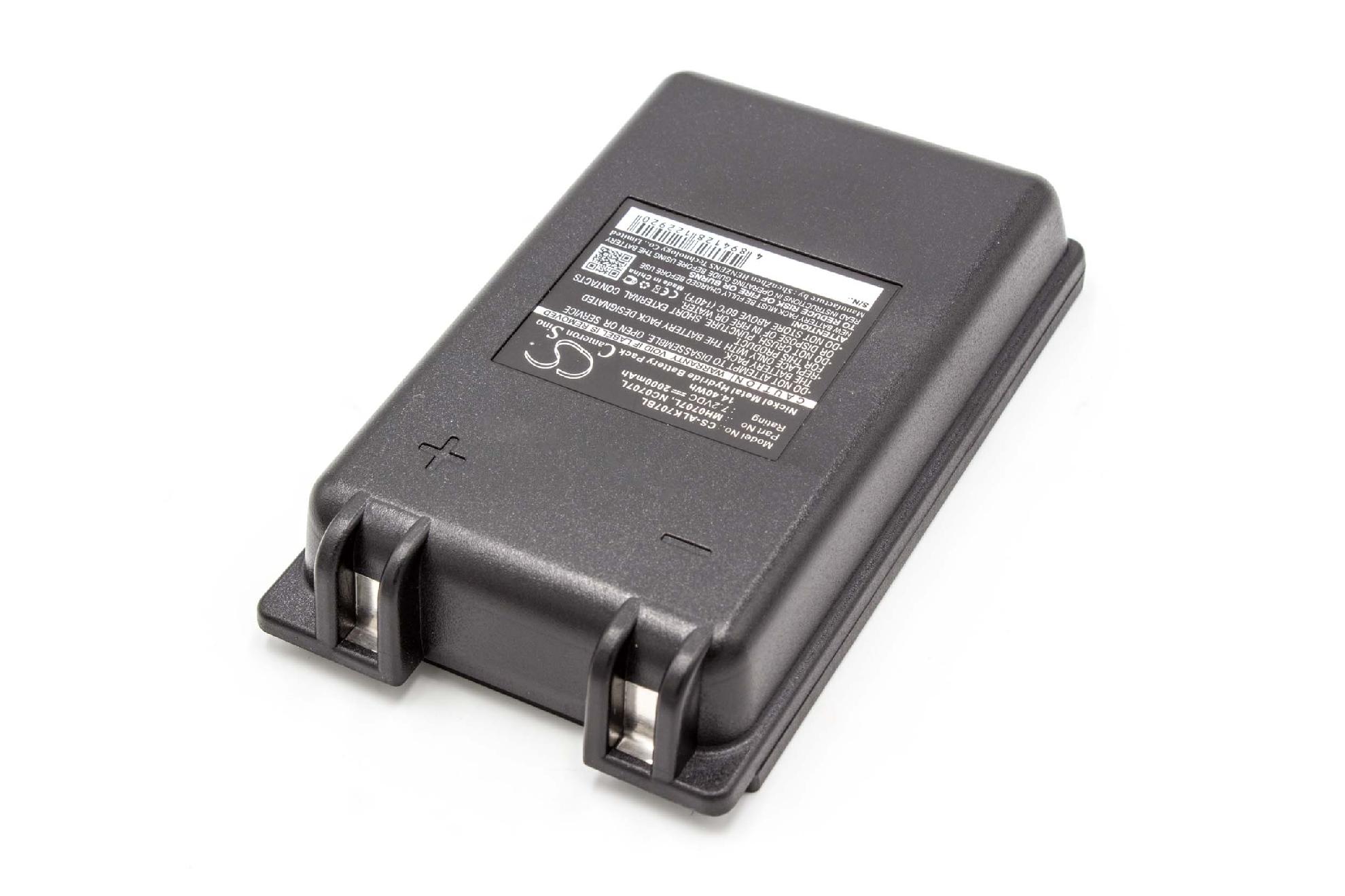 Batería reemplaza Autec MH0707L, NC0707L para mando distancia industrial Autec - 2000 mAh 7,2 V NiMH