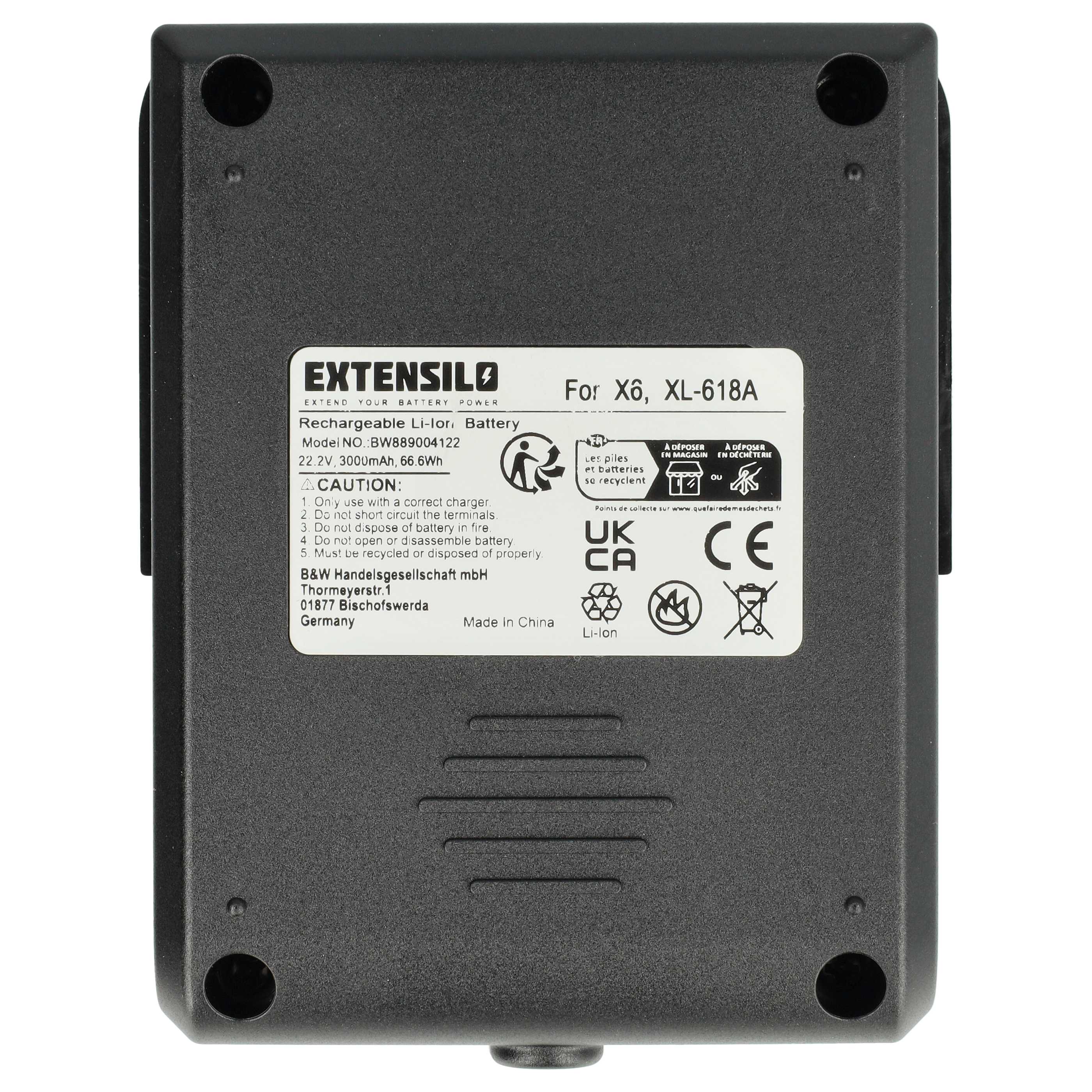 Battery replaces Moosoo XL-618A for Moosoo 3000mAh, 22.2V, Li-Ion
