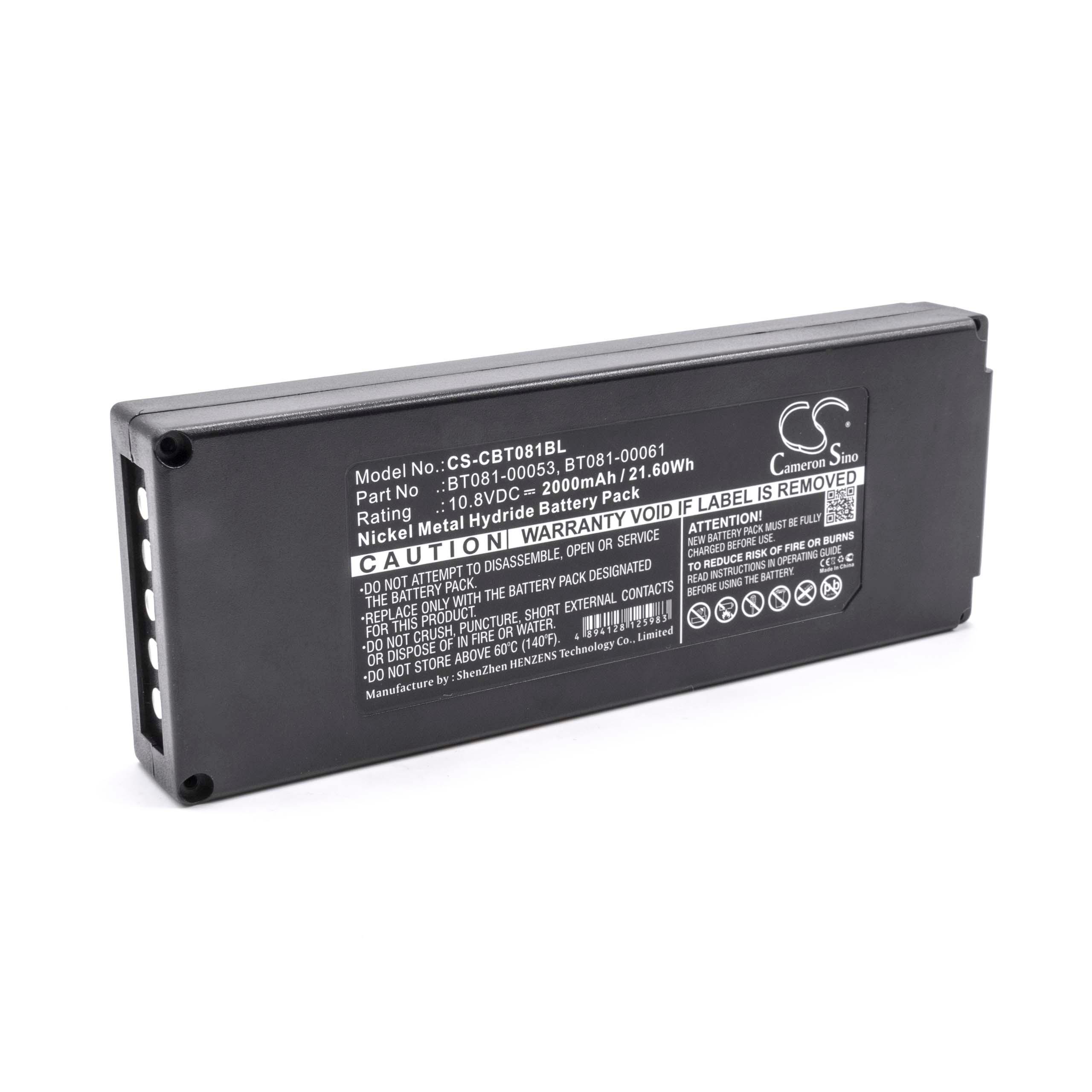 Batterie remplace Cattron-Theimeg BT081-00053, B5018-00061 pour télécommande - 2000mAh 10,8V NiMH