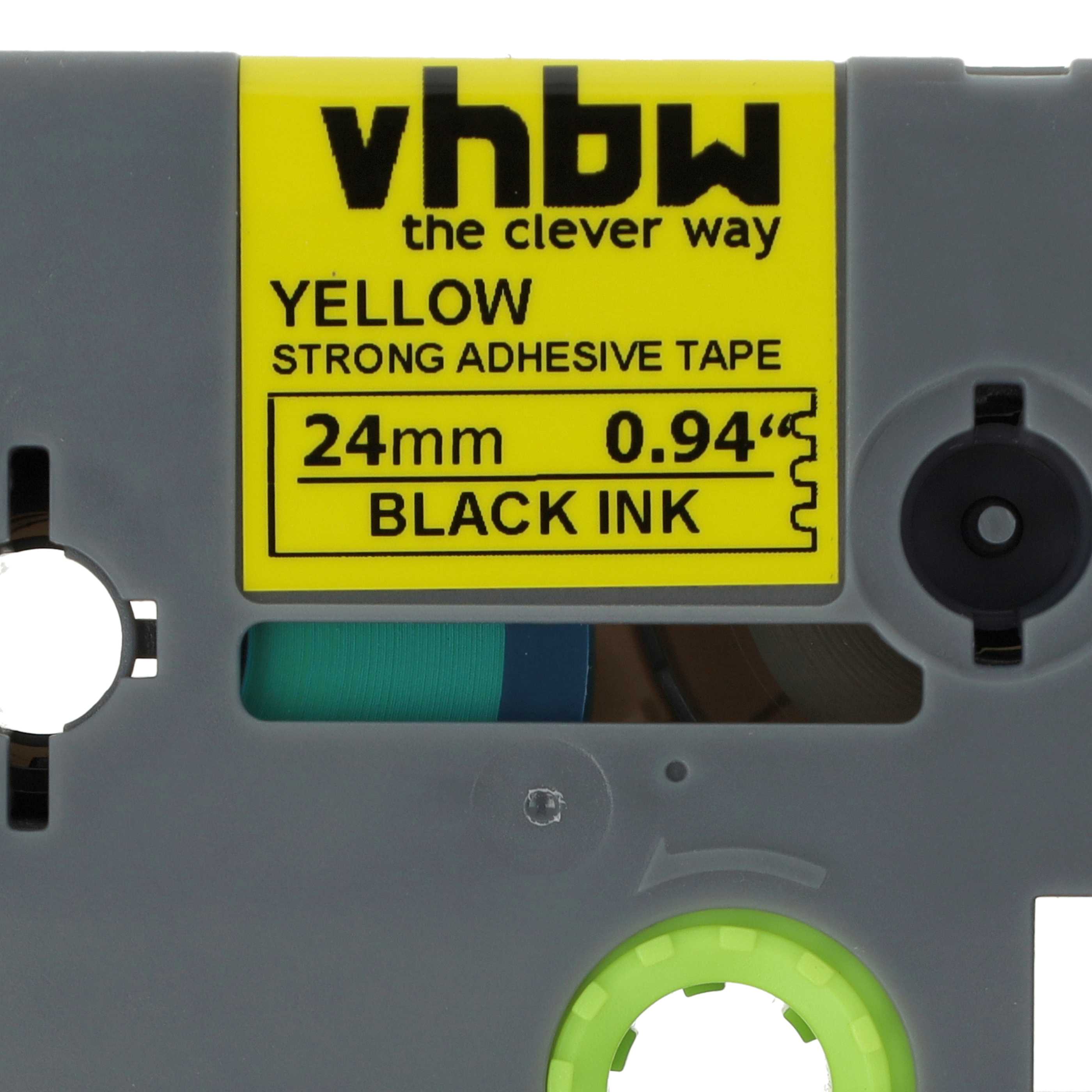 5x Label Tape replaces Brother TZE-S651 - 24 mm Black to Yellow, Extra Stark
