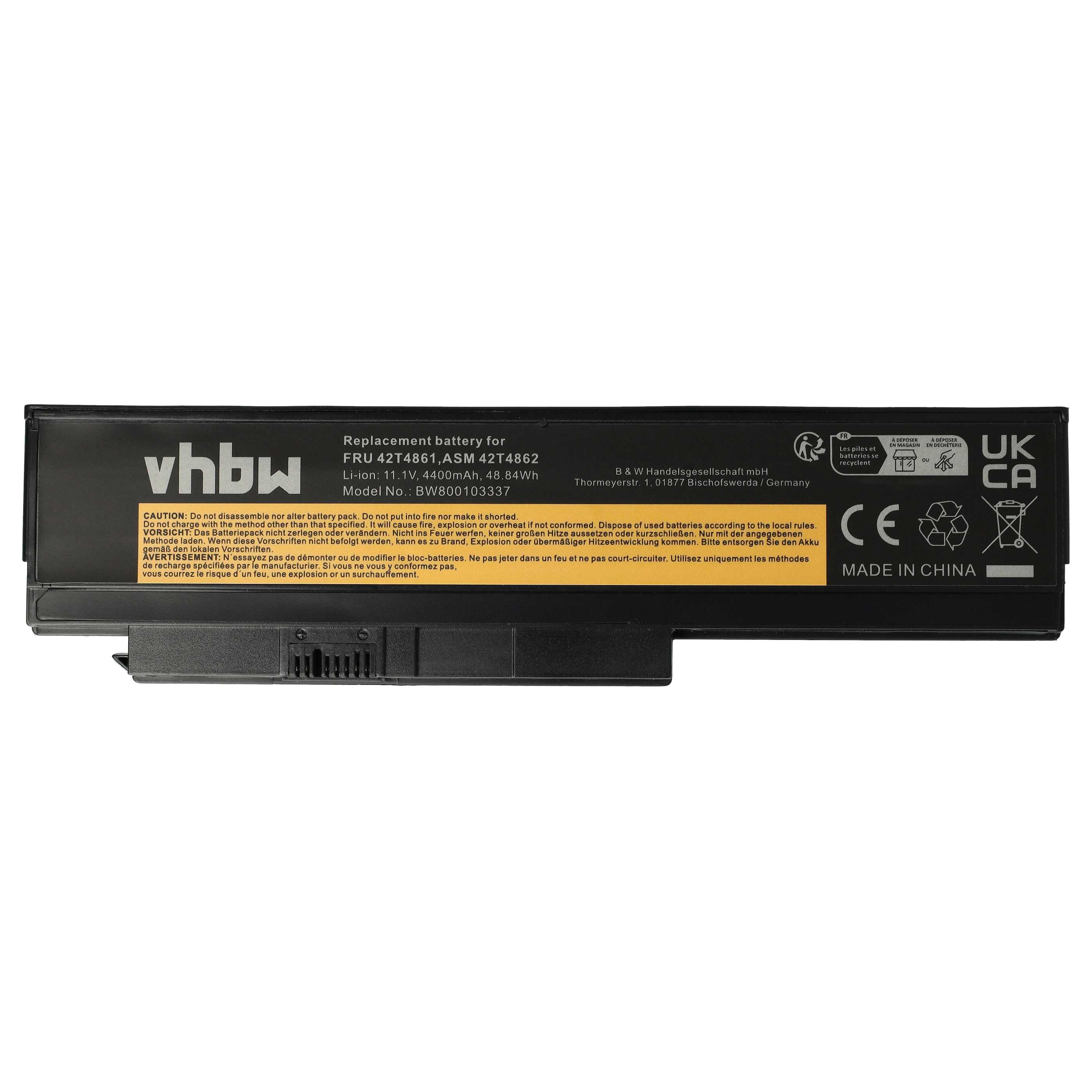 Notebook Battery Replacement for Lenovo 0A36283, 0A36307, 0A36281, 0A36282 - 4400mAh 11.1V Li-Ion, black
