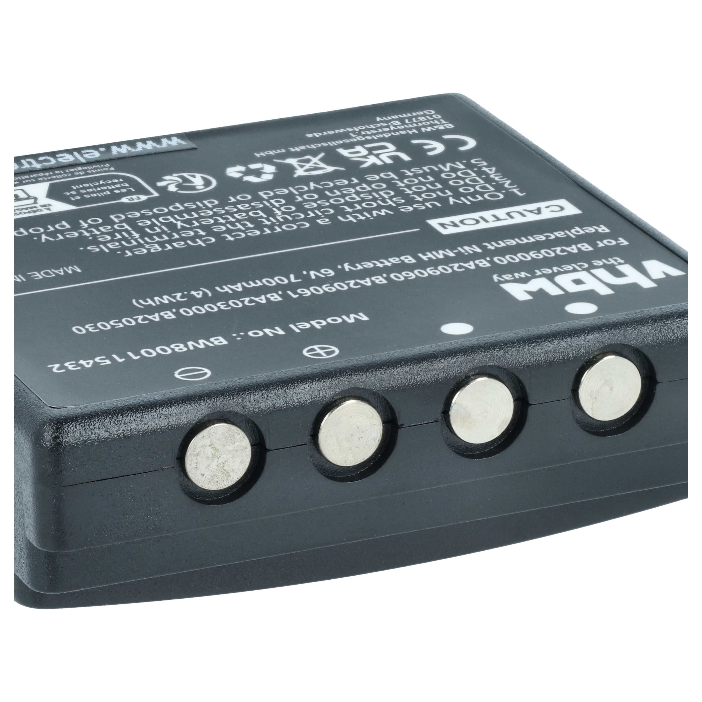 Batterie (10 pièces) remplace HBC BA206000, BA209000, BA203000, BA205030, 005-01-00615 - 700mAh 6V NiMH