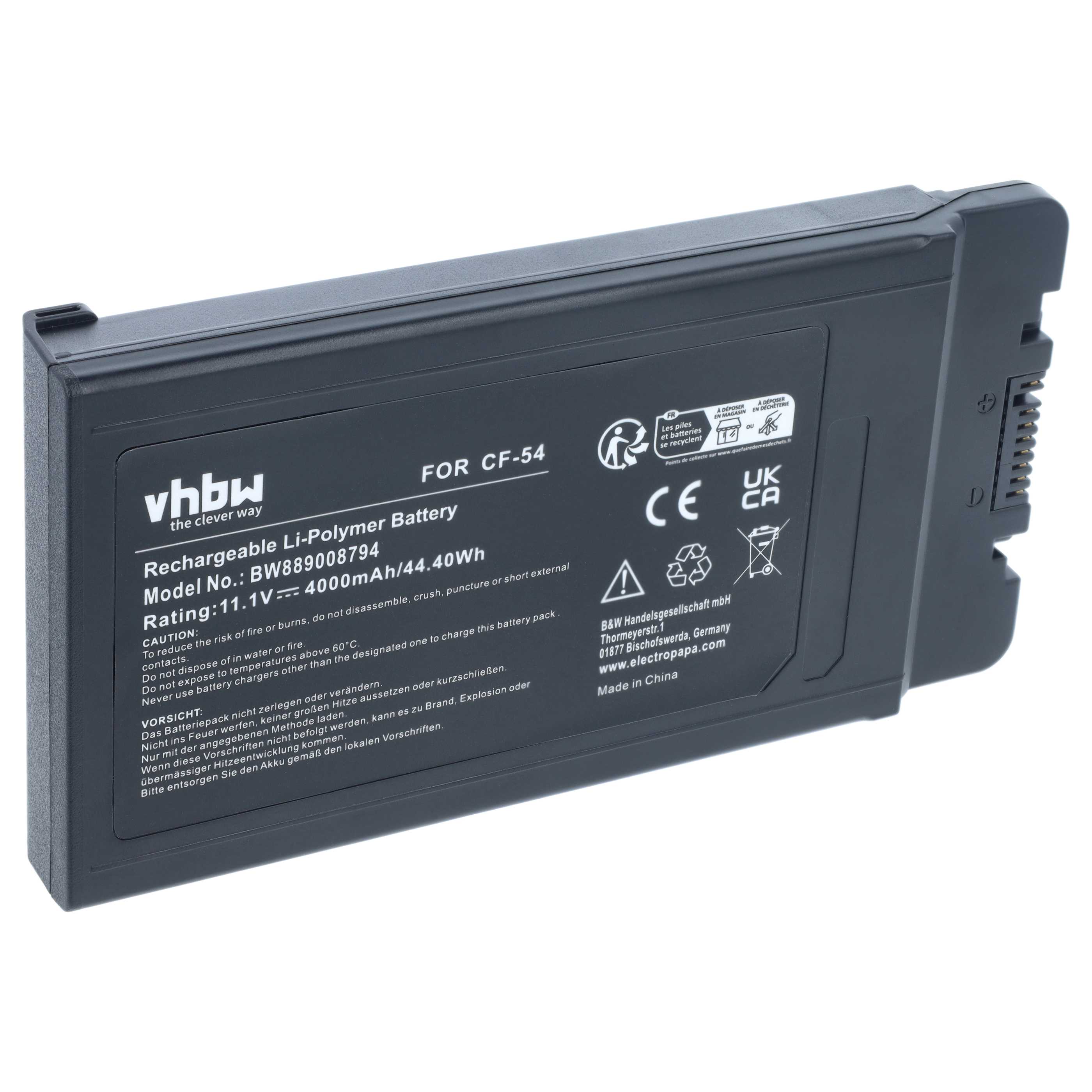 Notebook-Akku als Ersatz für Panasonic CF-VZSU0GW, CF-VZSU0GJS für Panasonic - 4000mAh 11,1V Li-Polymer