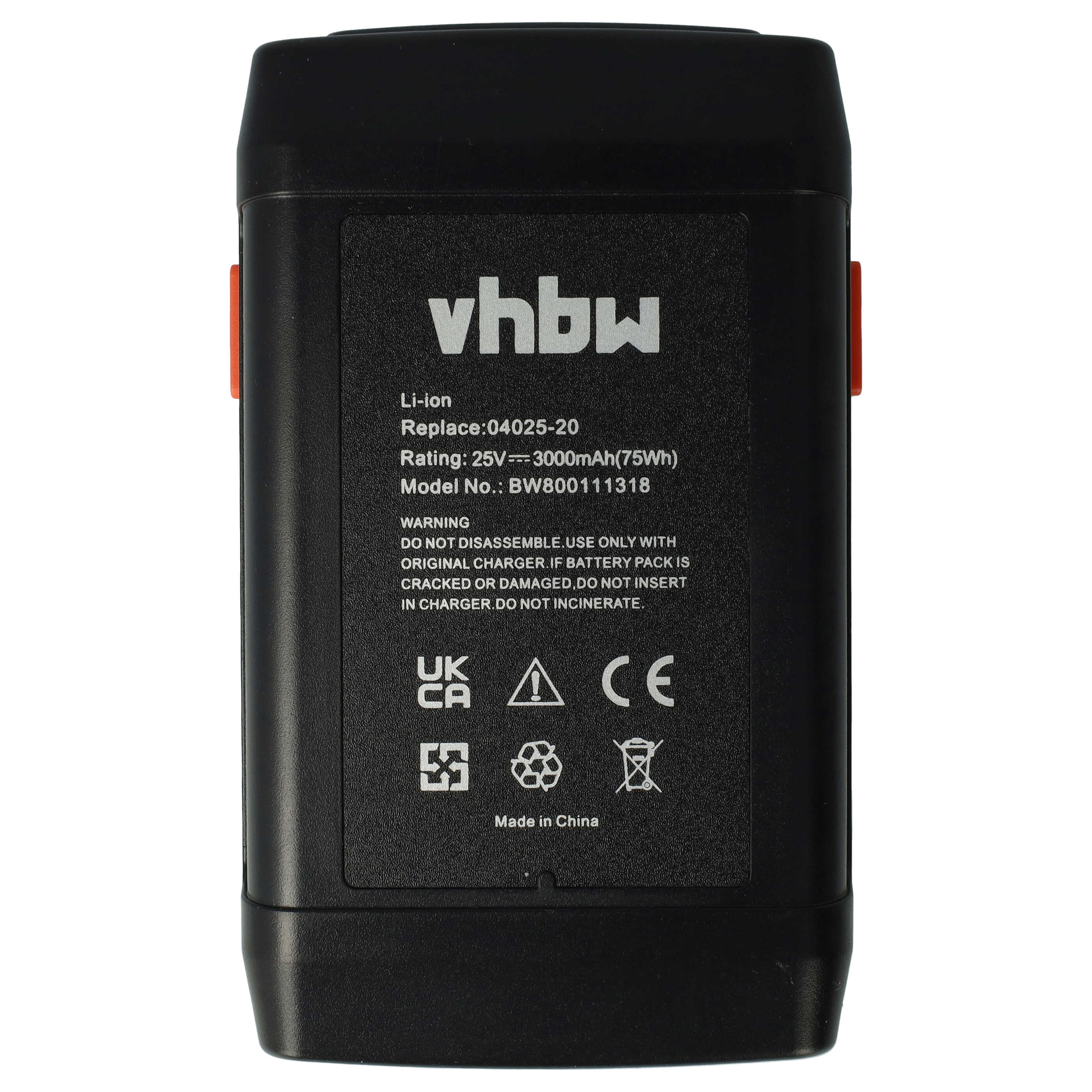 Batteria sostituisce Gardena 8838, 8838-U, 8838U, 04025-20, 8838-20, 4025 per tagliaerba - 3000mAh 25V Li-Ion