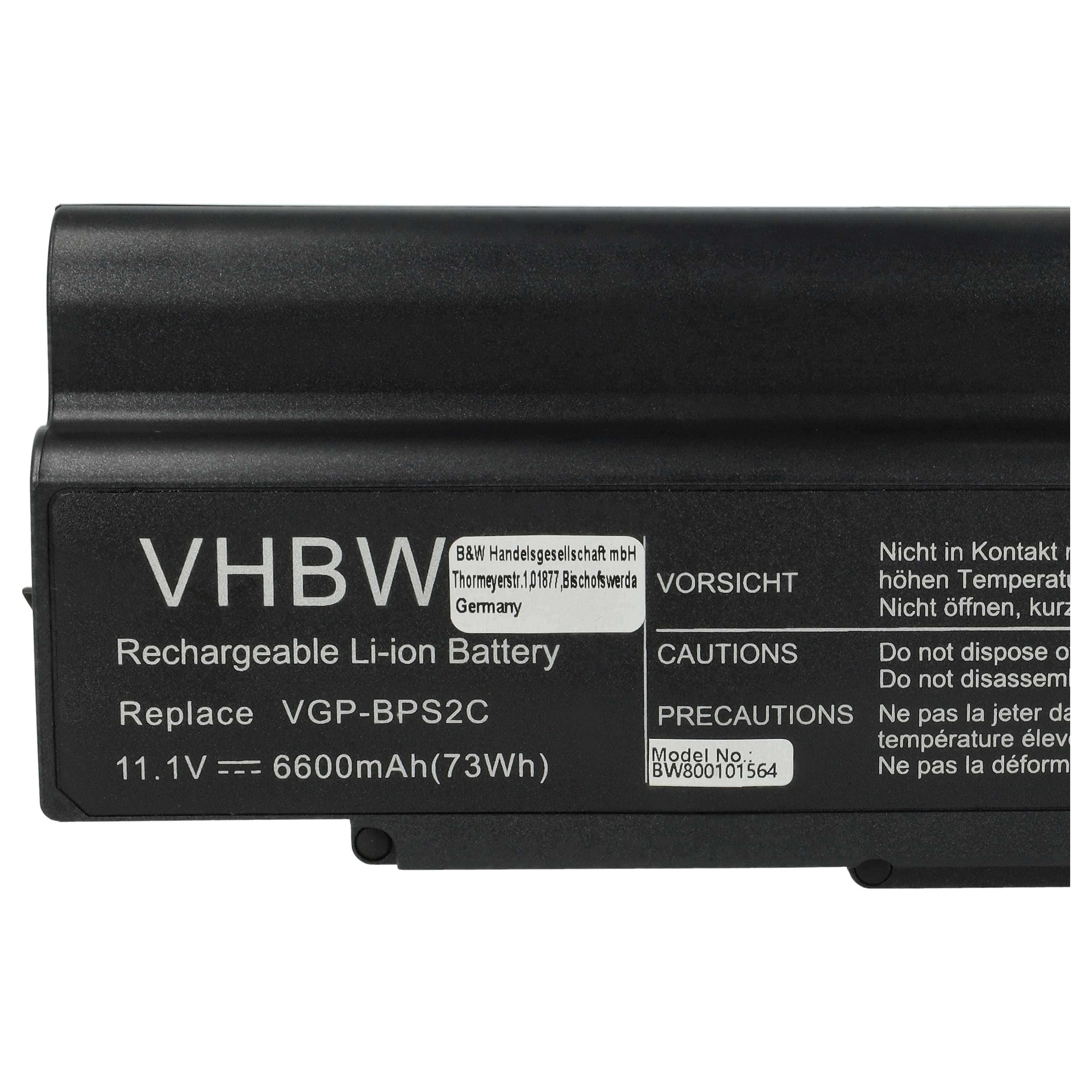 Akumulator do laptopa zamiennik Sony VGP-BPS2, VGP-BPS2A, VGP-BPL2C - 6600 mAh 11,1 V Li-Ion, czarny