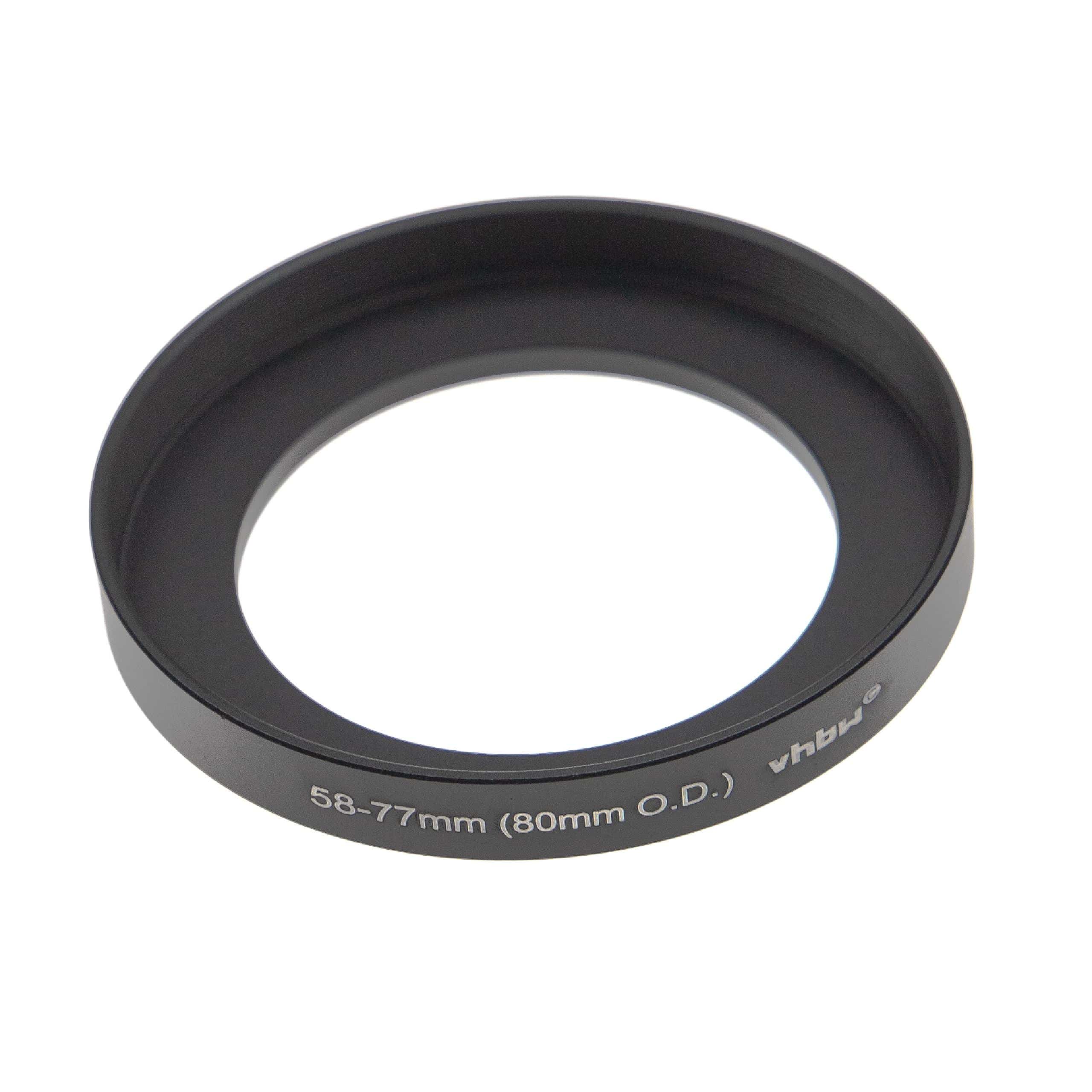 Step-Up-Ring Adapter 58 mm auf 77 mm passend für Matte Boxen 80 mm O.D. - Filteradapter