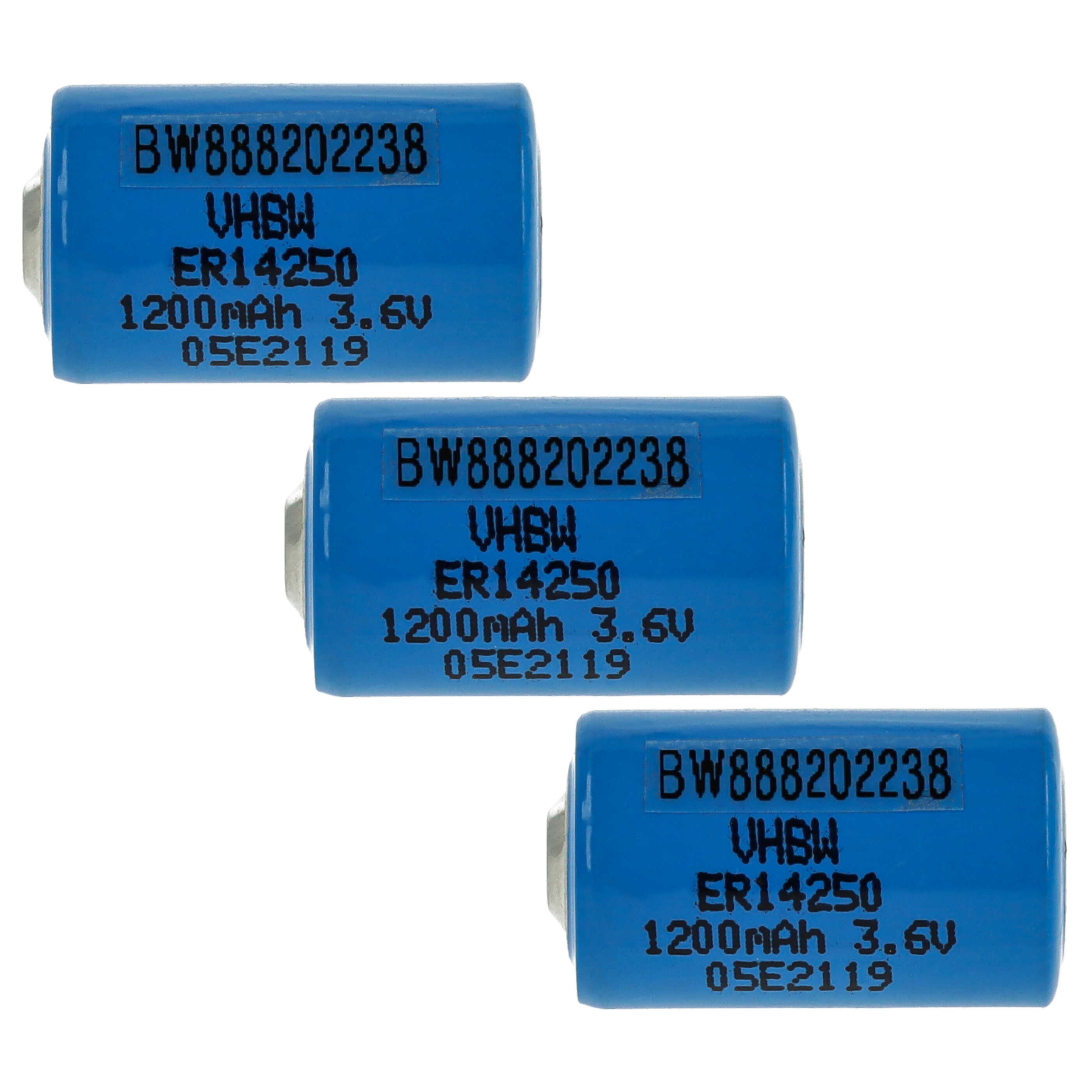 3x Bateria ER14250 zamiennik 1/2AA, 1770-XZ, 3B26, 418-0076, 60-0576-100 - 1200 mAh 3,6 V Li-SOCl2