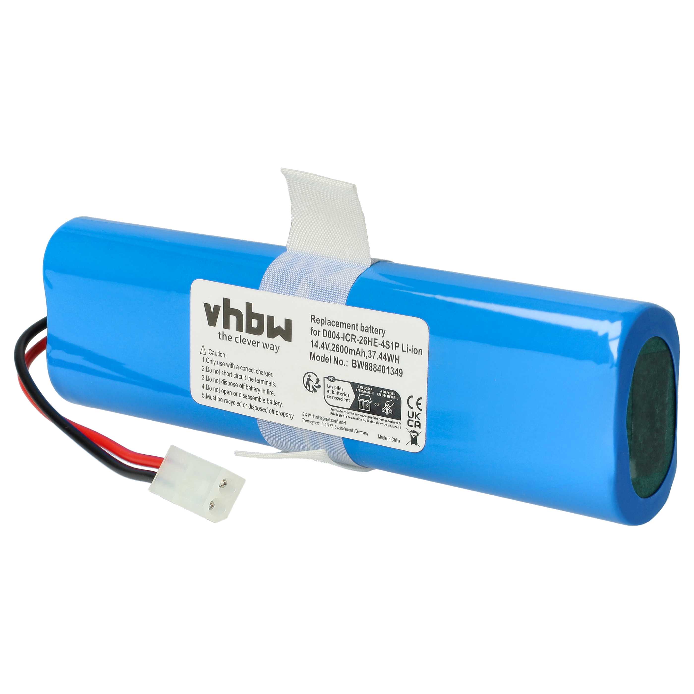 Battery replaces 360 D004-ICR-26HE-4S1P for Moneual etc. 2600mAh, 14.4V, Li-Ion