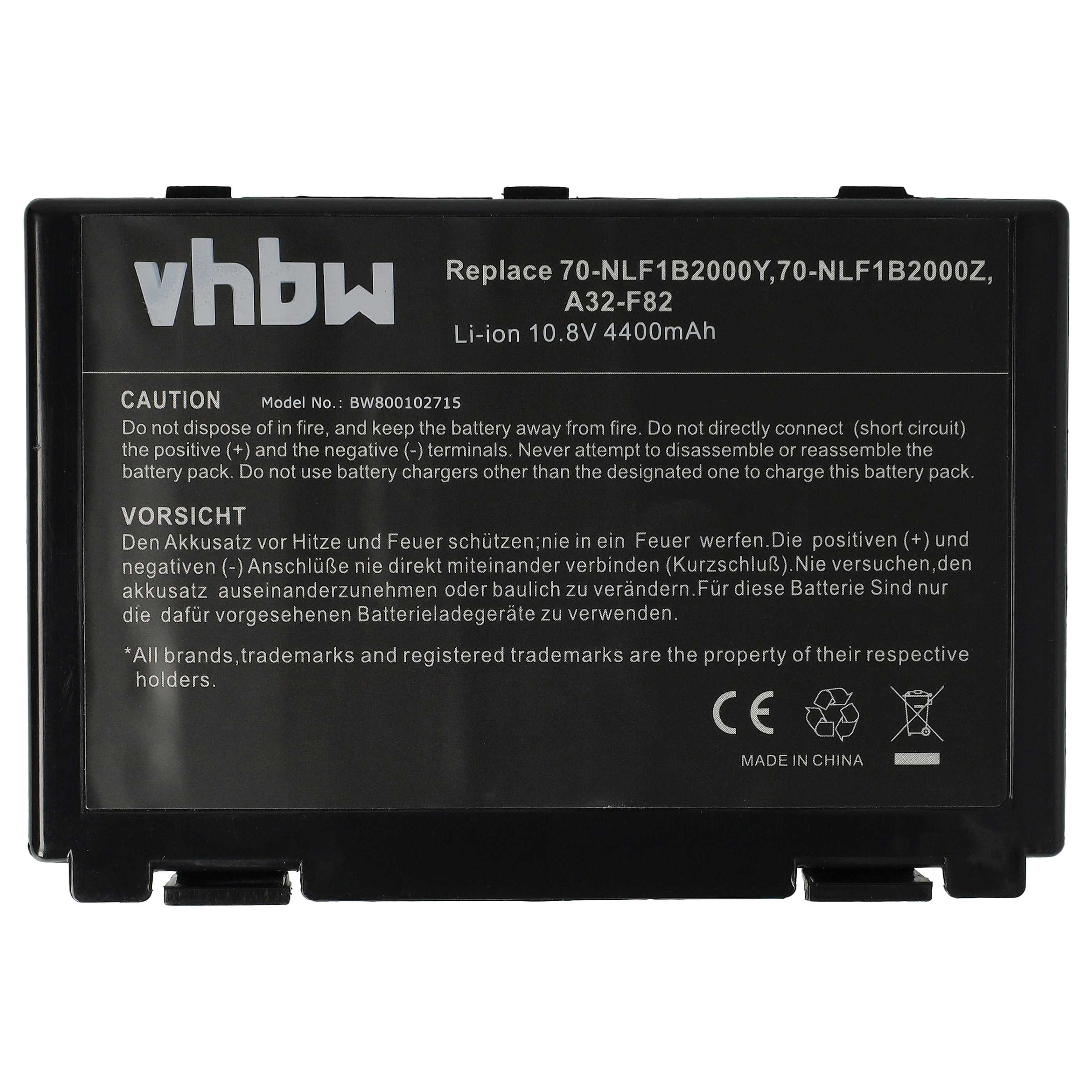 Notebook Battery Replacement for Asus A32-F52, L0690L6, A32-F82 - 4400 mAh 11.1 V Li-Ion, black