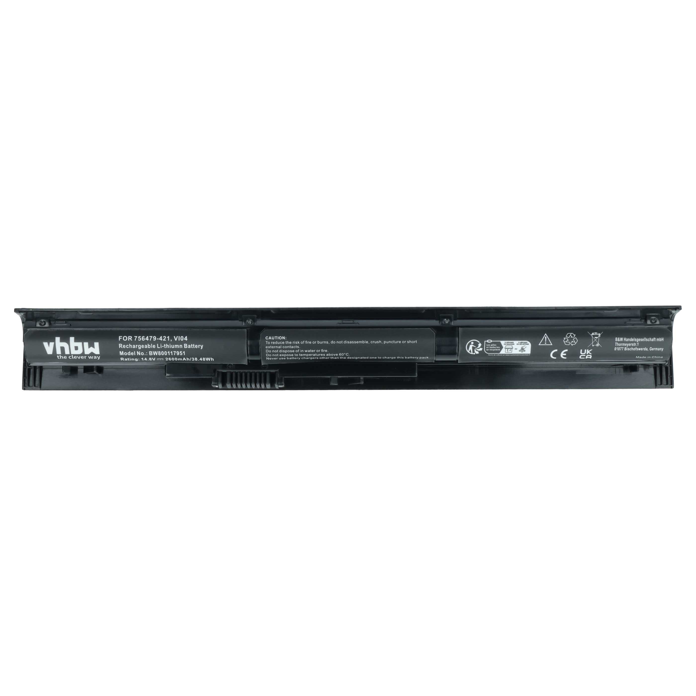 Notebook Battery Replacement for HP 756744-001, 756478-421, 756478-541, 756479-421 - 2600 mAh 14.4 V Li-Ion