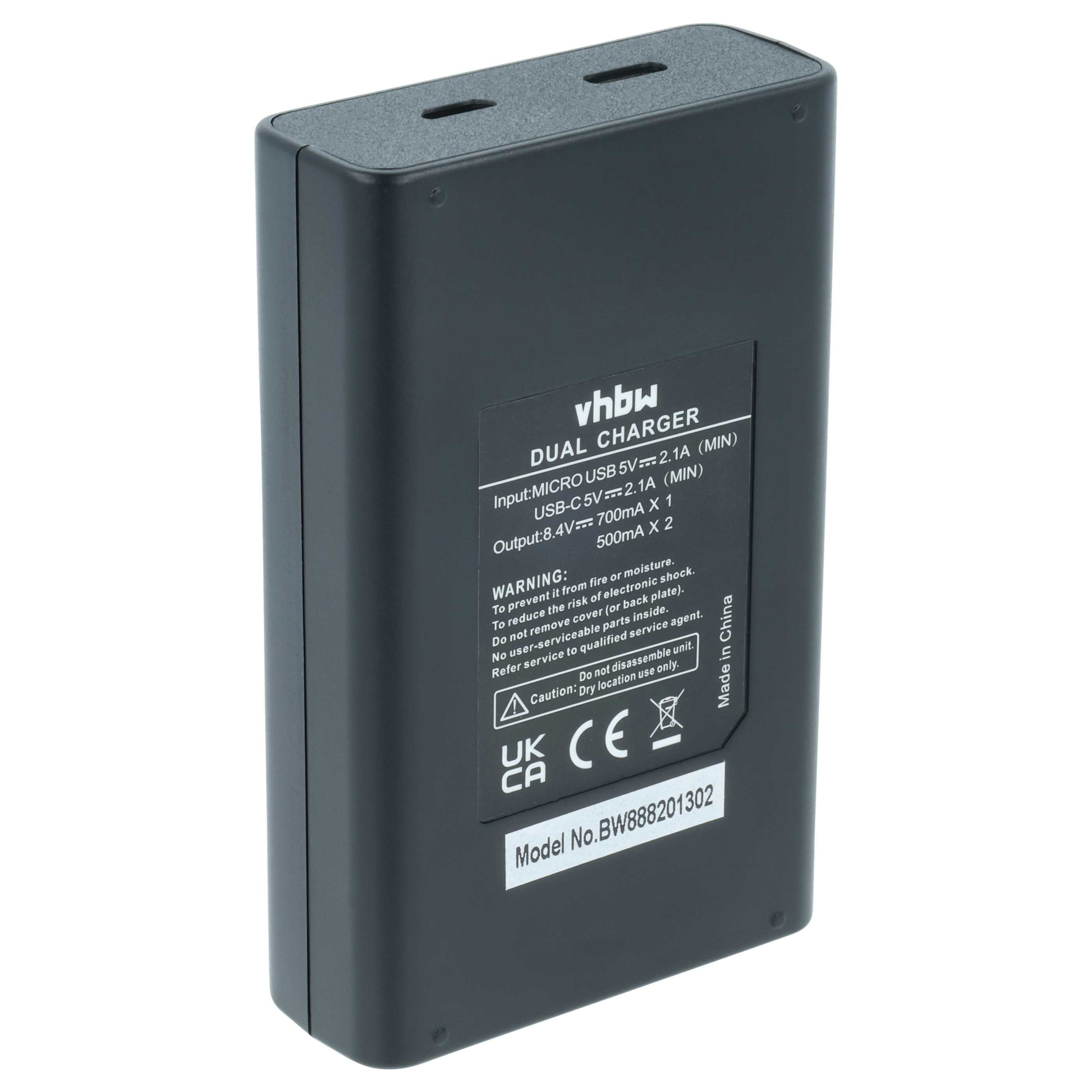 Battery Charger USB-C + Cable USB-C replaces Panasonic DE‑A80, DE‑A79BB for Leica Digital Camera etc.
