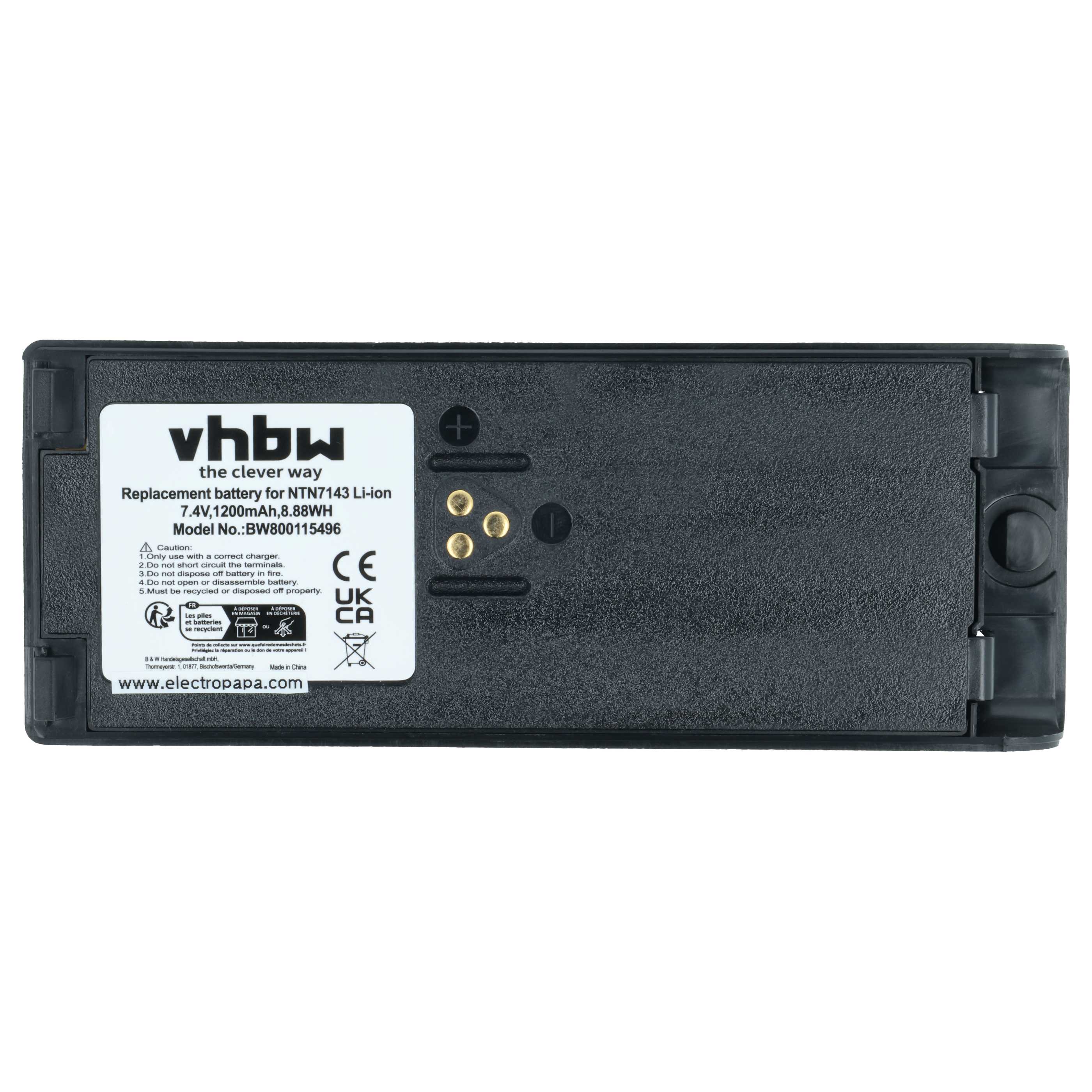 Radio 5x Battery replaces Motorola NTN7143A, NTN7143, FuG11b, NTN7143CR, NTN7143B - 1200 mAh 7.4 V Li-Ion