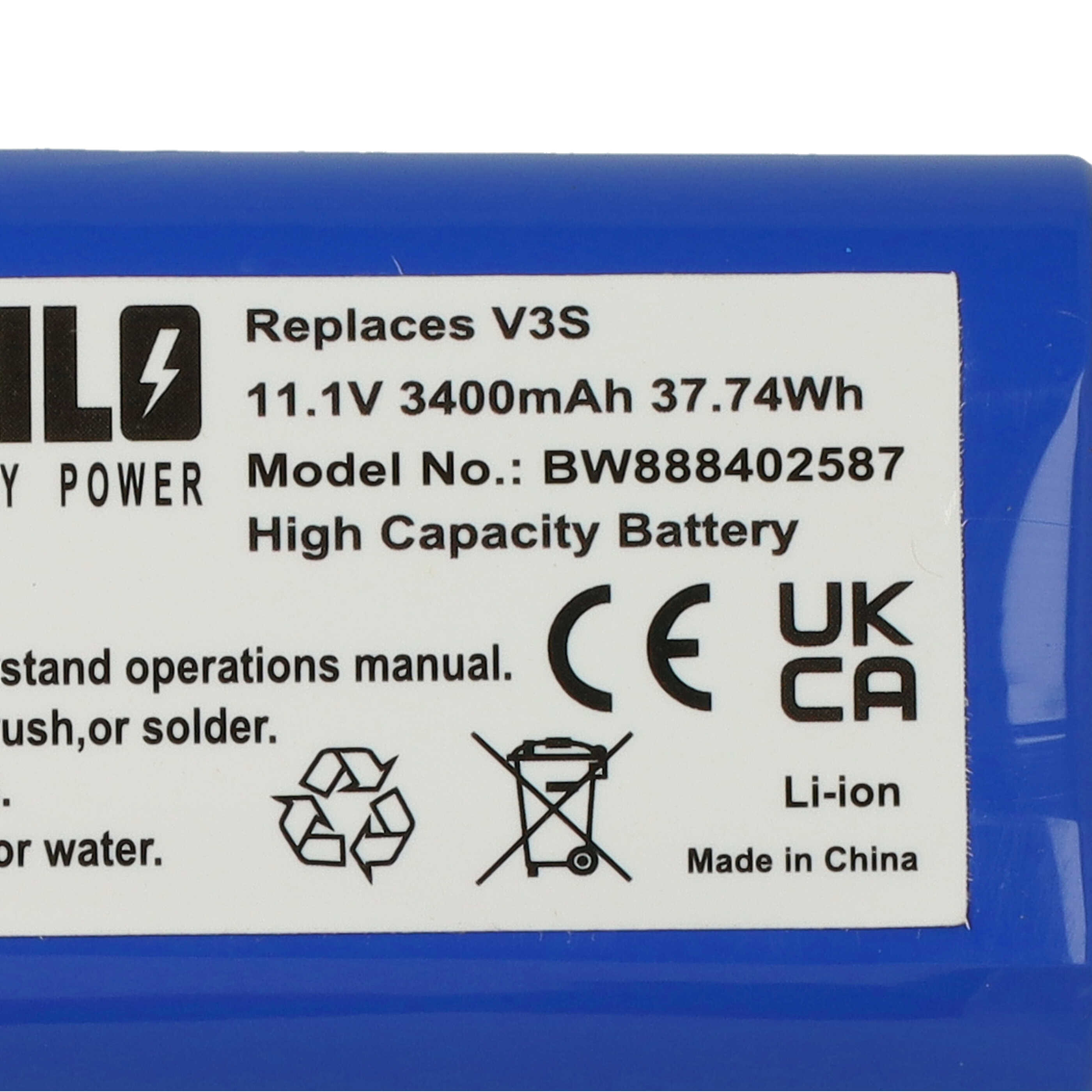 Batterie remplace Electropan ICP 186500-22F-M-3S1P-S pour robot aspirateur - 3400mAh 11,1V Li-ion