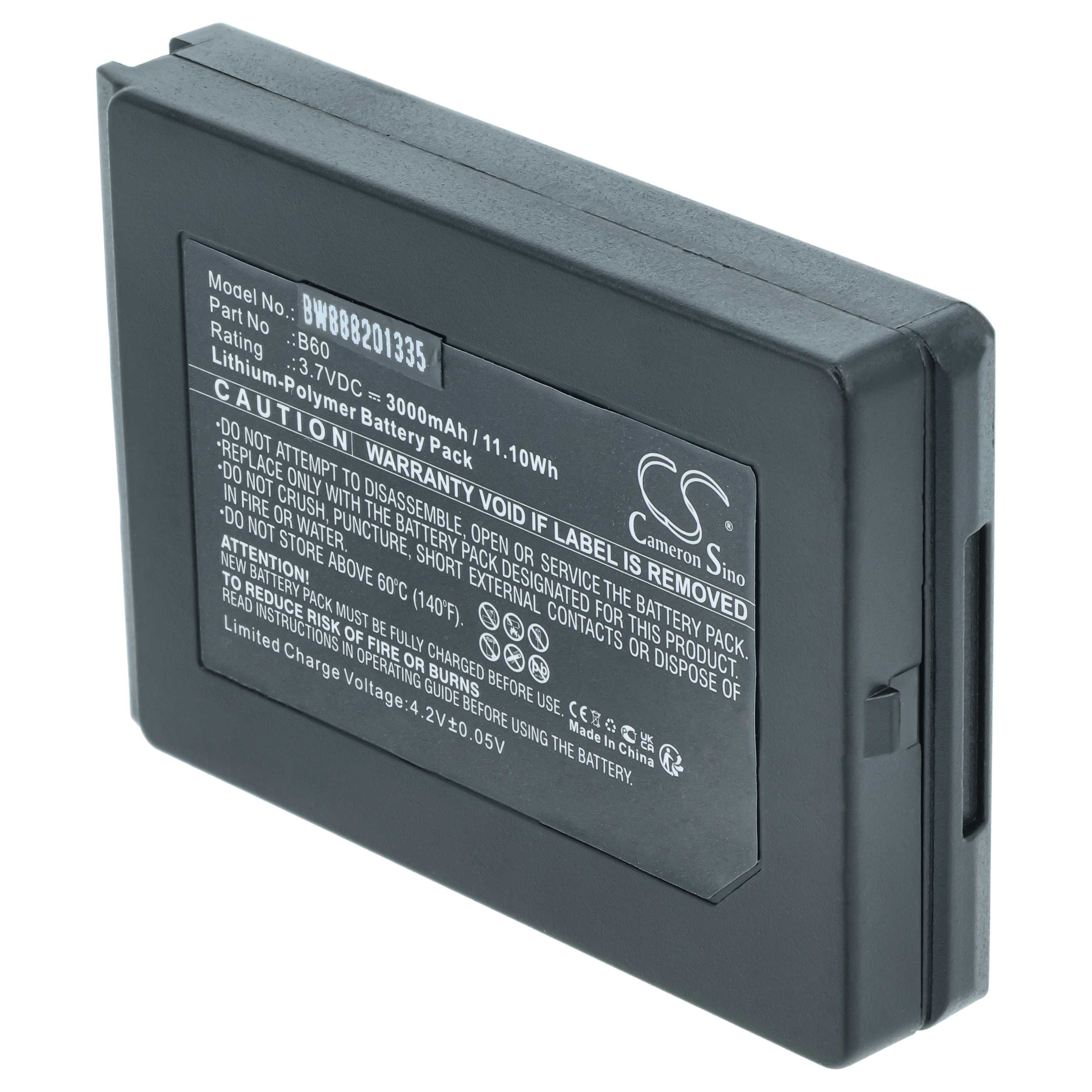 Batería reemplaza Vectron B60 para escáner código de barras (3000 mAh, 3,7 V, Li-Polímero)