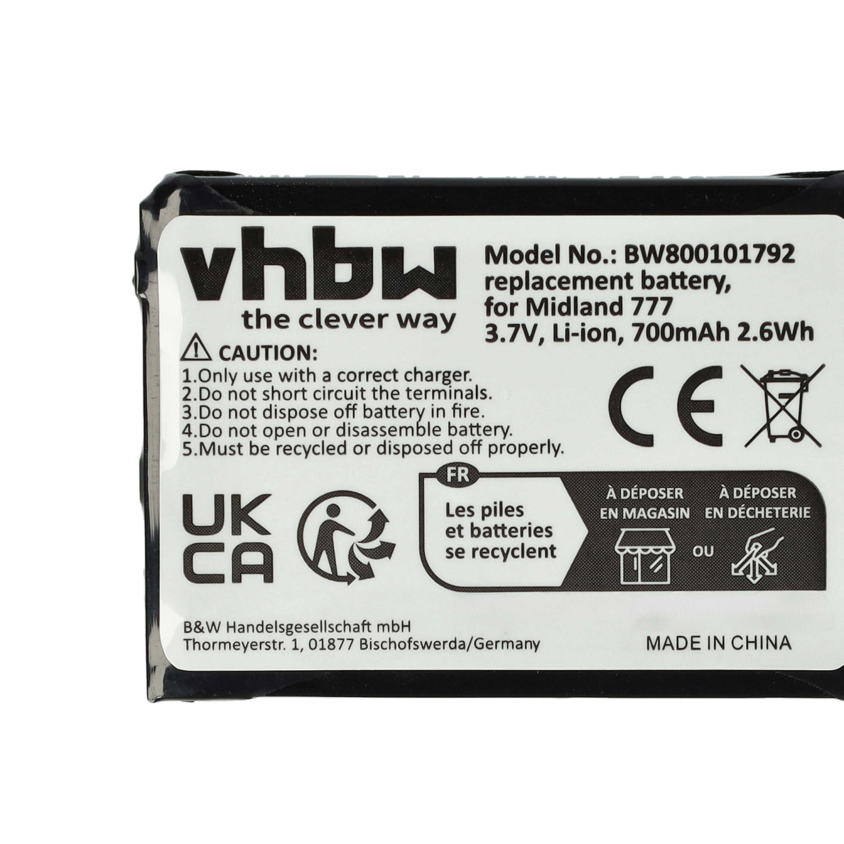 Radio 3x Battery replaces Alan FB-777 - 700 mAh 3.7 V Li-Ion