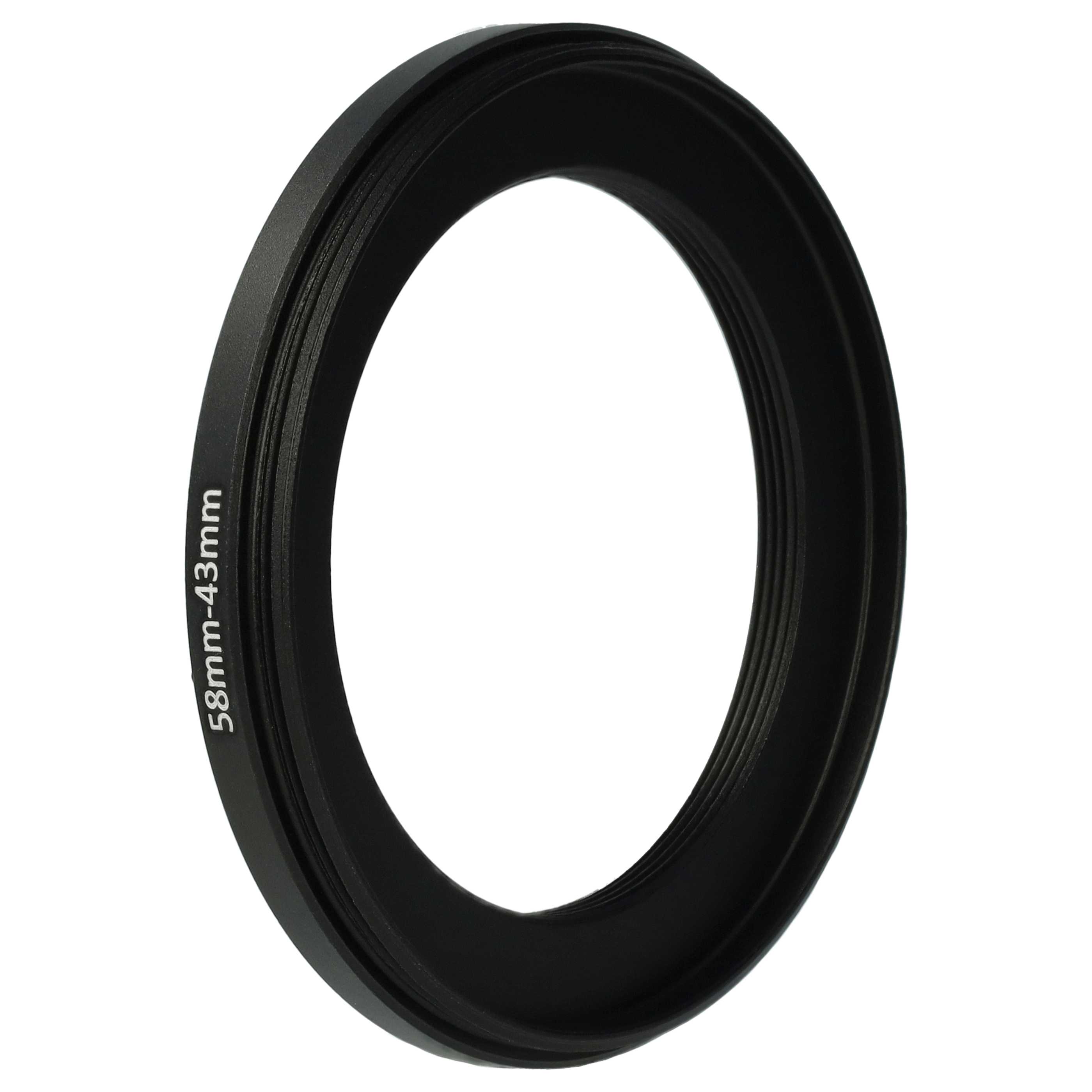 Step-Down-Ring Adapter von 58 mm auf 43 mm passend für Kamera Objektiv - Filteradapter, Metall, schwarz